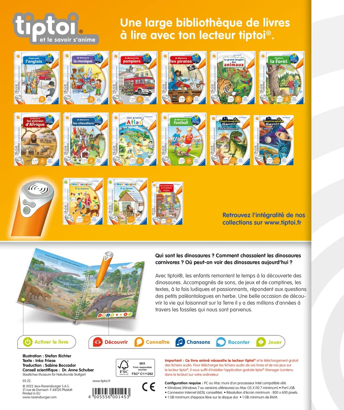 Ravensburger - Tiptoi&reg; &ndash; Interactive Book &ndash; I Discover the Dinosaurs &ndash; Electronic Educational Game without Screen &ndash; from 4 Years &ndash; French Version &ndash; 00145 image number 6