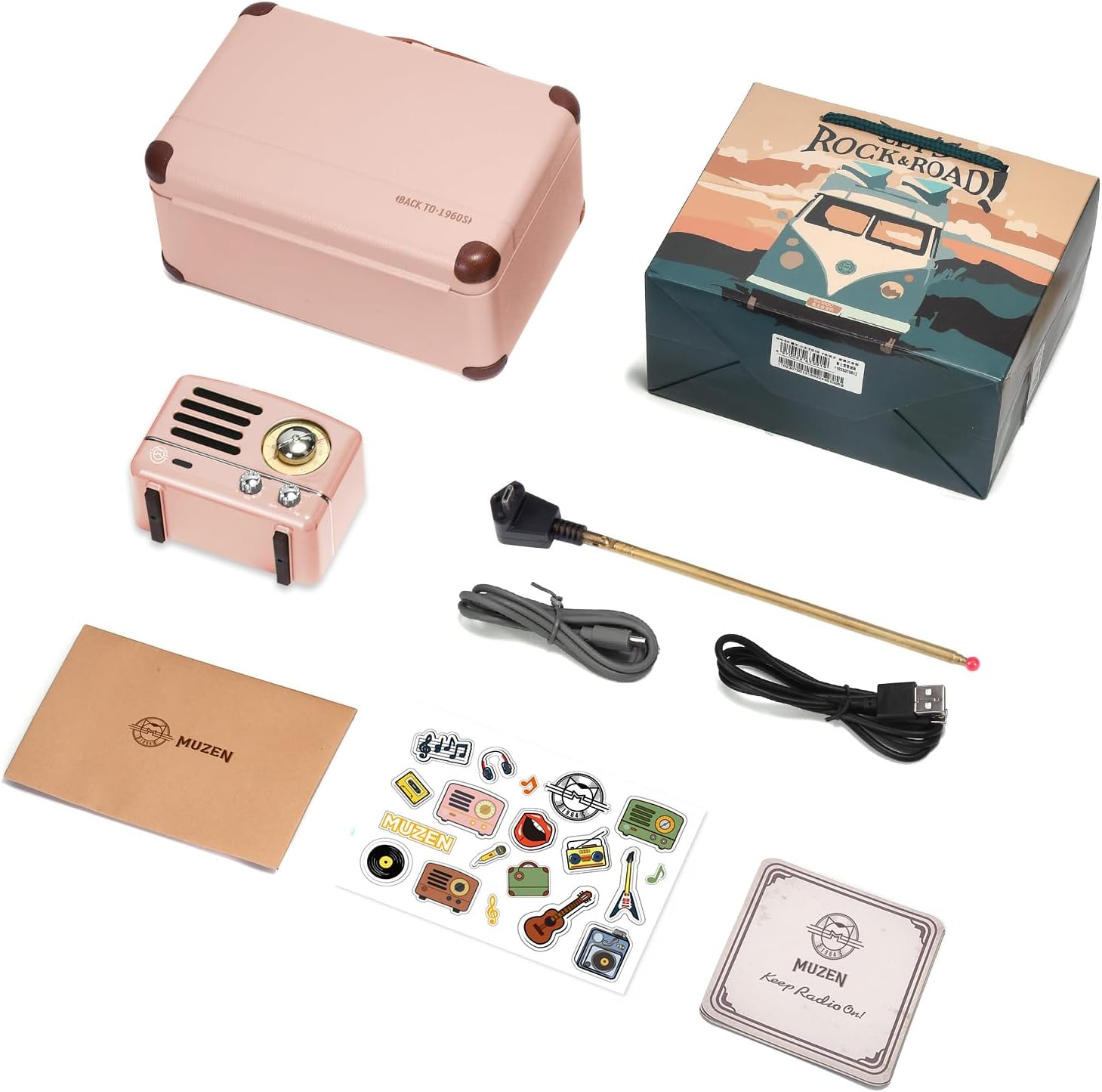 Retro Bluetooth Speaker, Muzen OTR Metal Vintage FM/AUX Radio with Old Fashioned Classic Style, Portable Wireless Loud Volume Speaker for Home, Office, Kitchen,Party,Travel,Outdoor - Blue image number 2