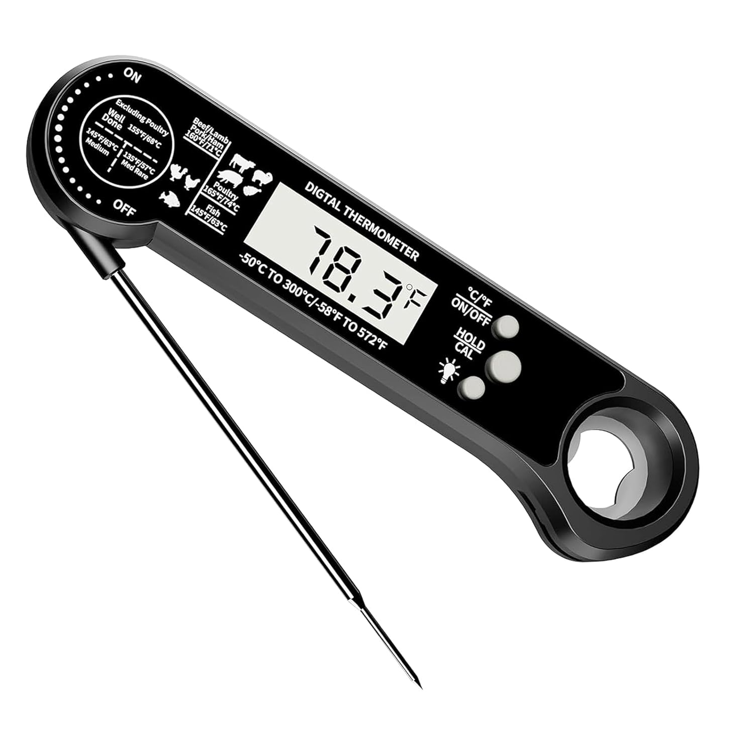 JOLLY GADGETS Instant Read Digital Meat Thermometer &ndash; Waterproof, Fast & Accurate with Backlight Display and Wide Temperature Range for Cooking, Grilling, Frying, and Baking