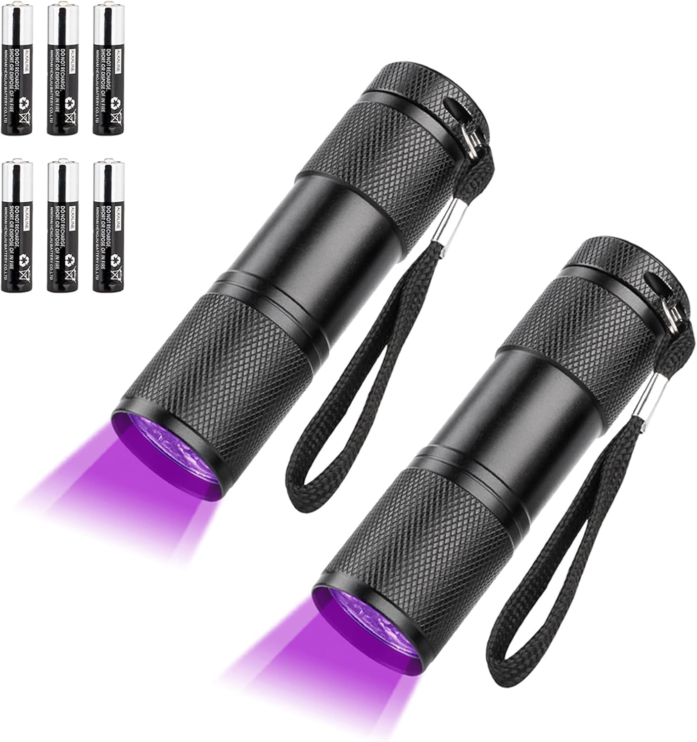 395Nm Blacklight UV Flashlights, Portable 9 LED Black Light Ultraviolet Lamp Detector for Dog Pet Urine,Stains,Good Work with Pet Odor Eliminator(2 Pack,Battery Included)
