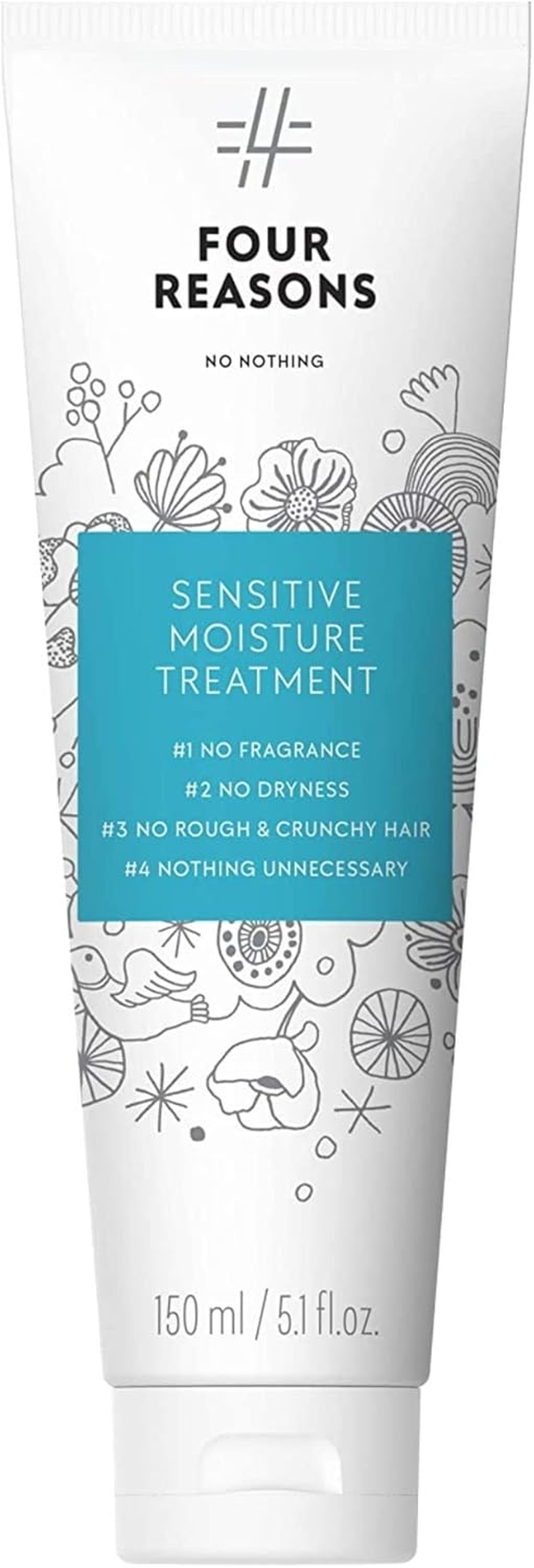 No Nothing Four Reasons Sensitive Moisture Treatment - Fragrance-Free, Moisturising Intensive Treatment - for Dry and Damaged Hair | 100% Vegan | 150 Ml image number 2