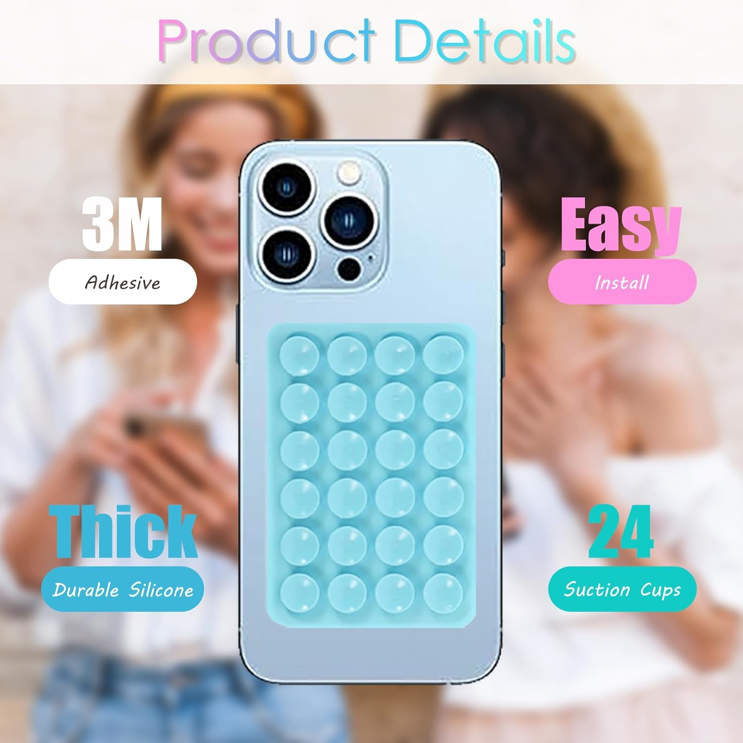 Bonlaer Silicone Suction Case, Anti-Slip Suction Phone Holder, Silicon Phone Stand for Selfies and Videos, Pack of 8 image number 6