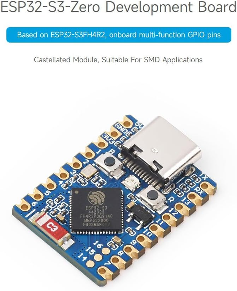 Waveshare ESP32-S3 Mini Development Board, Based on ESP32-S3FH4R2, Onboard Multi-Function GPIO Pins, Dual-Core Processor, 240Mhz Running Frequency, 2.4Ghz Wi-Fi & Bluetooth 5-[3PCS] image number 4