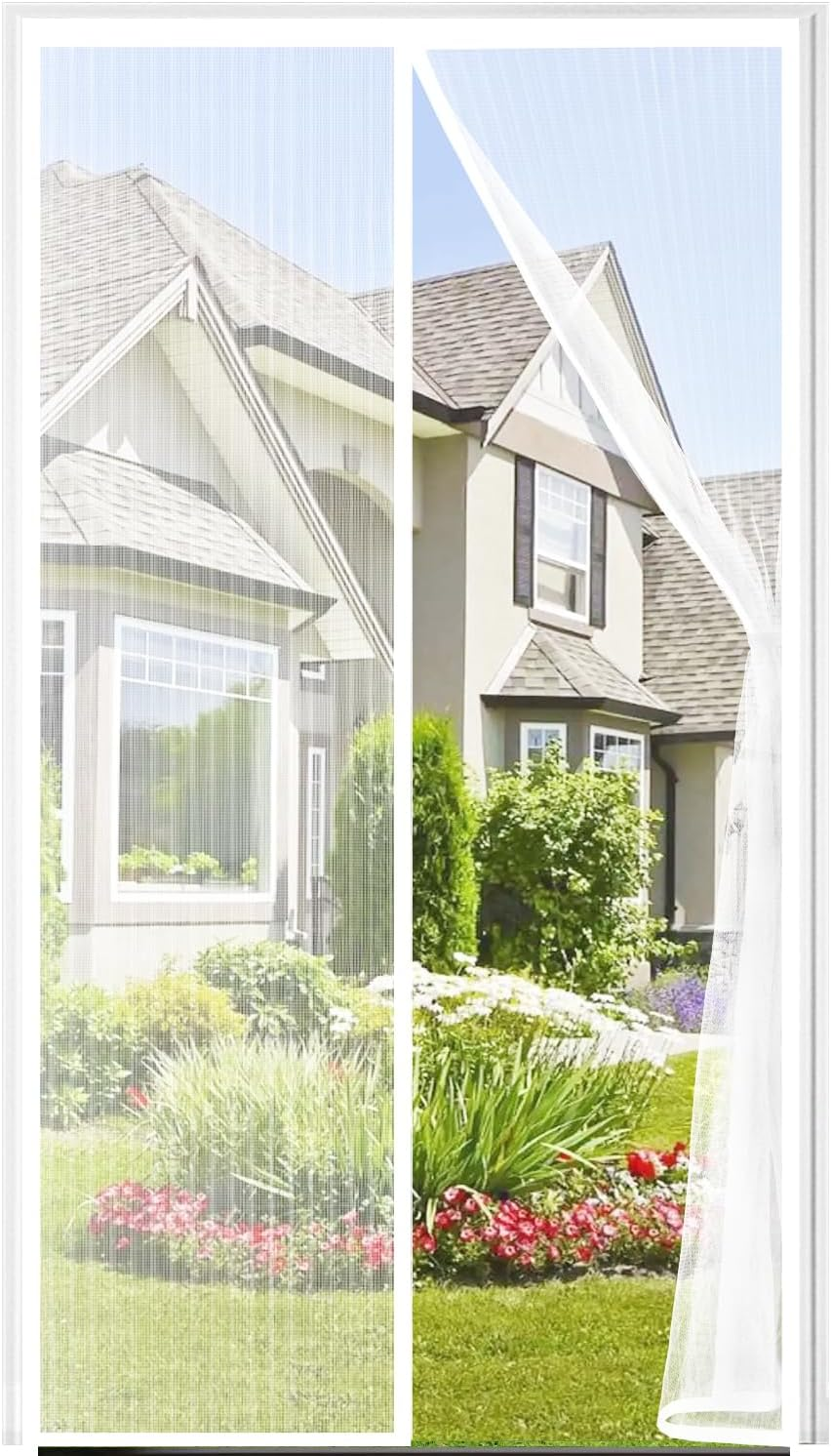 Auxmir Fly Screen Balcony Door Magnetic 100 X 240 Cm, Thickened Fly Screen Door with Stronger Magnets 4 Cm Wide Adhesive Strips, Insect Protection Balcony Door No Drilling for Patios Living Room