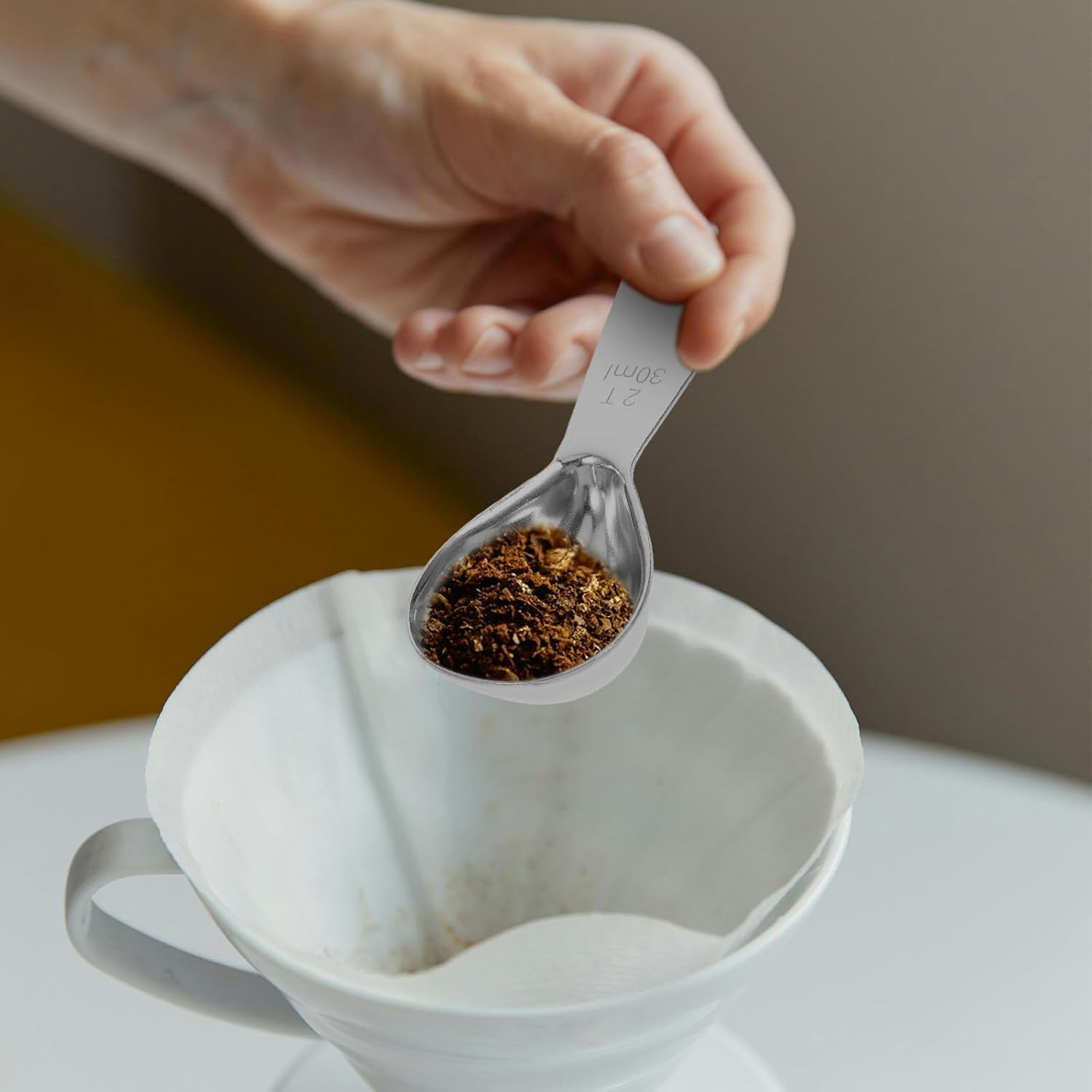 HOUDERCO 2Pcs Stainless Steel Coffee Scoops 2-Tablespoon 30Ml Measuring Spoons Short Handle for Coffee Beans, Tea, Powdered Milk and Seasoning, Kitchen Baking Ingredient Scoopers image number 6