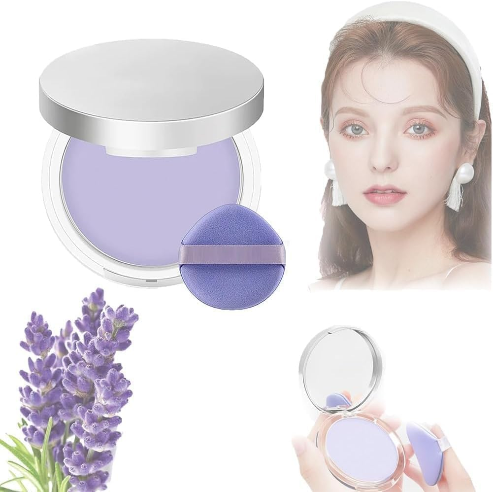 Lavender Matte Powder,Lavender Setting Powder, Silky Blurring Oil Control Long-Lasting,For Silky Blurring Oil Control Long-Lasting Makeup