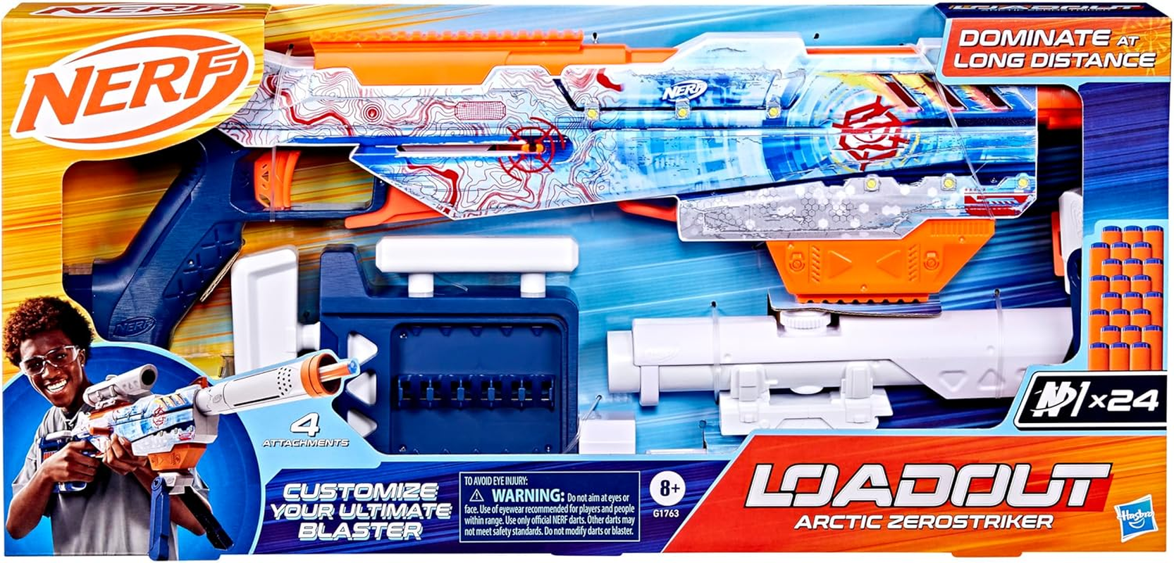 Nerf Loadout Arctic Zerostriker Blaster, 4 Interchangeable Attachment Accessories, 24 Nerf N1 Darts, 6 Dart Internal Clip, Kids Toys & Gifts, Ages 8+ image number 3