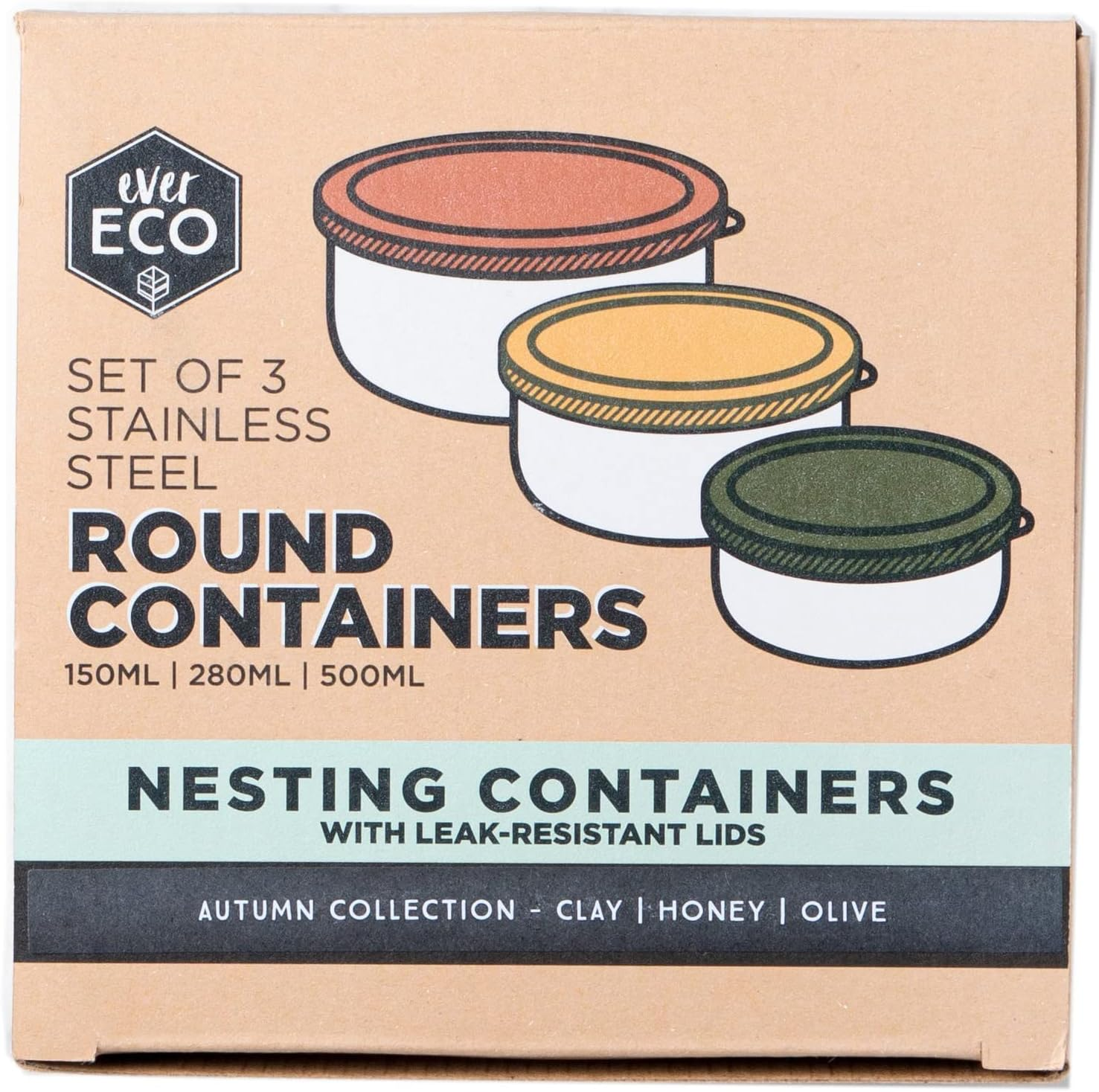 Ever Eco round Nesting Container 3-Pieces, Autumn image number 1