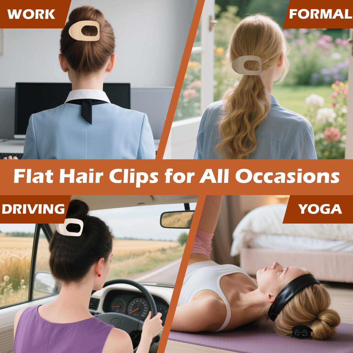 ARWIG 4 Pcs Flat Hair Claw Clips | Curved Womens Hair Clips | Lay Flat Hair Clip | Hair Accessories for Women | Flat Claw Clips for Thick Hair (Colour 2) image number 3