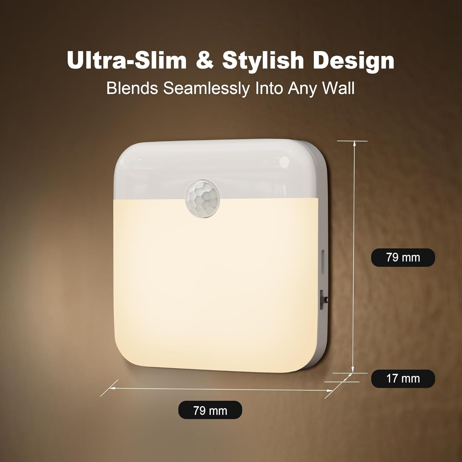 ECOBAY Night Light with Motion Sensor & Twilight Sensor - Rechargeable, Battery Operated, Pack of 2, Warm White image number 3