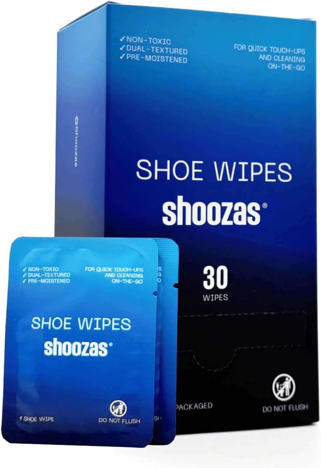 Shoe Cleaning Wipes &ndash; Box of 30 Individually Wrapped Wipes, Ideal for Leather, Plastic, Rubber, Soles & More, Removes Dirt & Stains, On-The-Go Cleaning