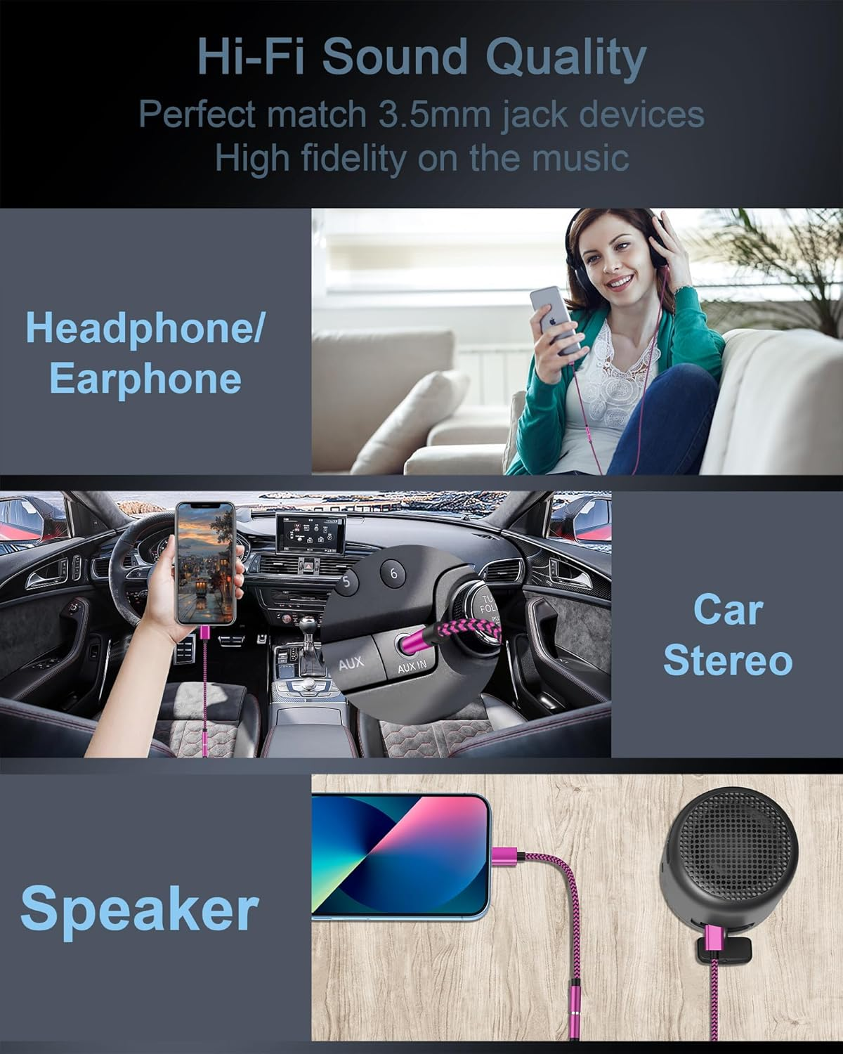 [ Mfi Certified] 2Pack Iphone 3.5Mm Headphone Adapter, Lightning to 3.5Mm Headphone Jack Adapter Iphone Aux Audio Jack Adapter Dongle Cable for Iphone 16 14 13 12 11 Pro Max plus Mini XR 8 Ipad Ipod image number 2