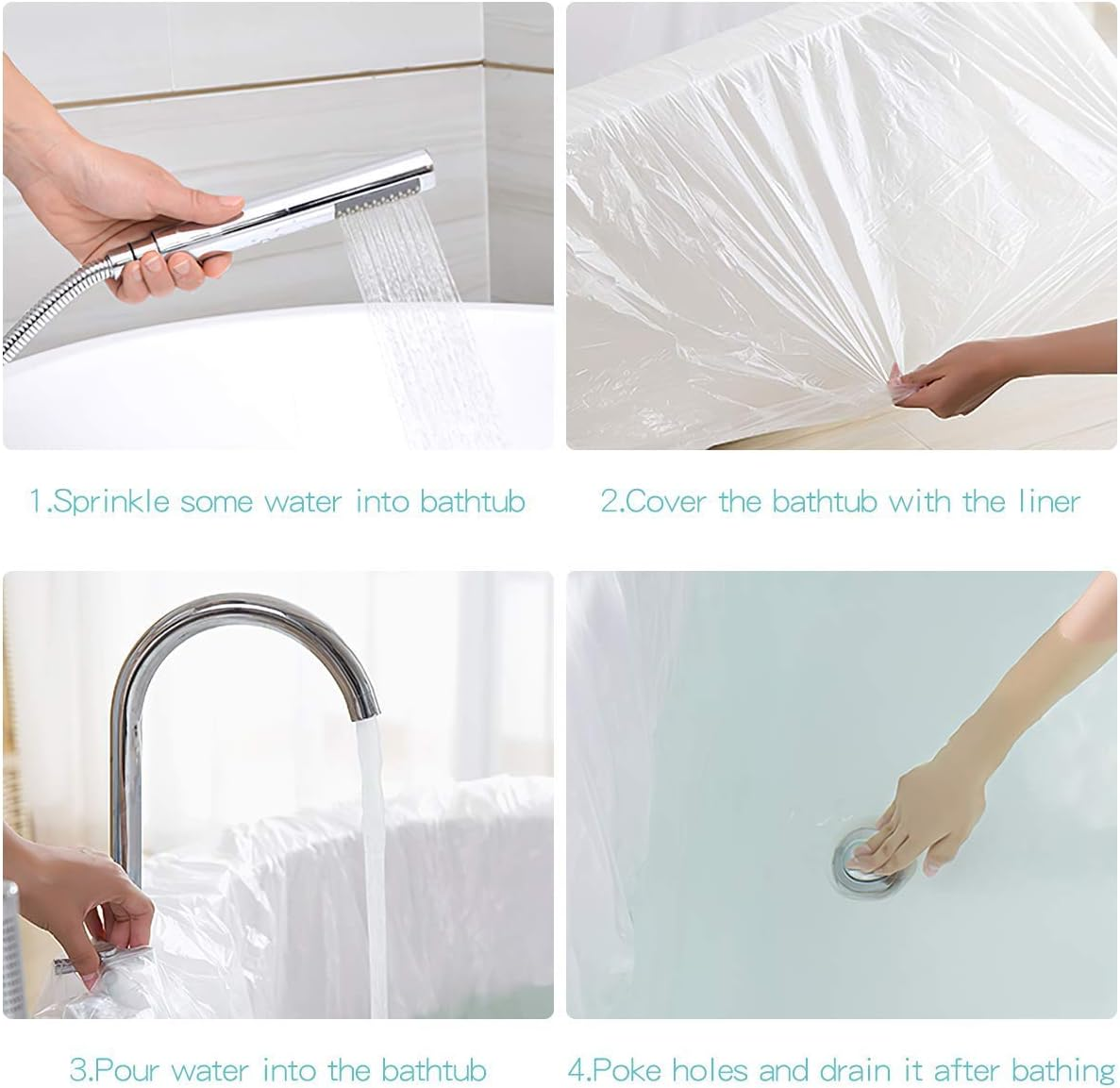 AGPTEK 12 Pack Disposable Bathtub Cover Liner, Large Bathtub Liner Plastic Bag for Salon, Household and Hotel Bath Tubs (102 X47 Inch) image number 4