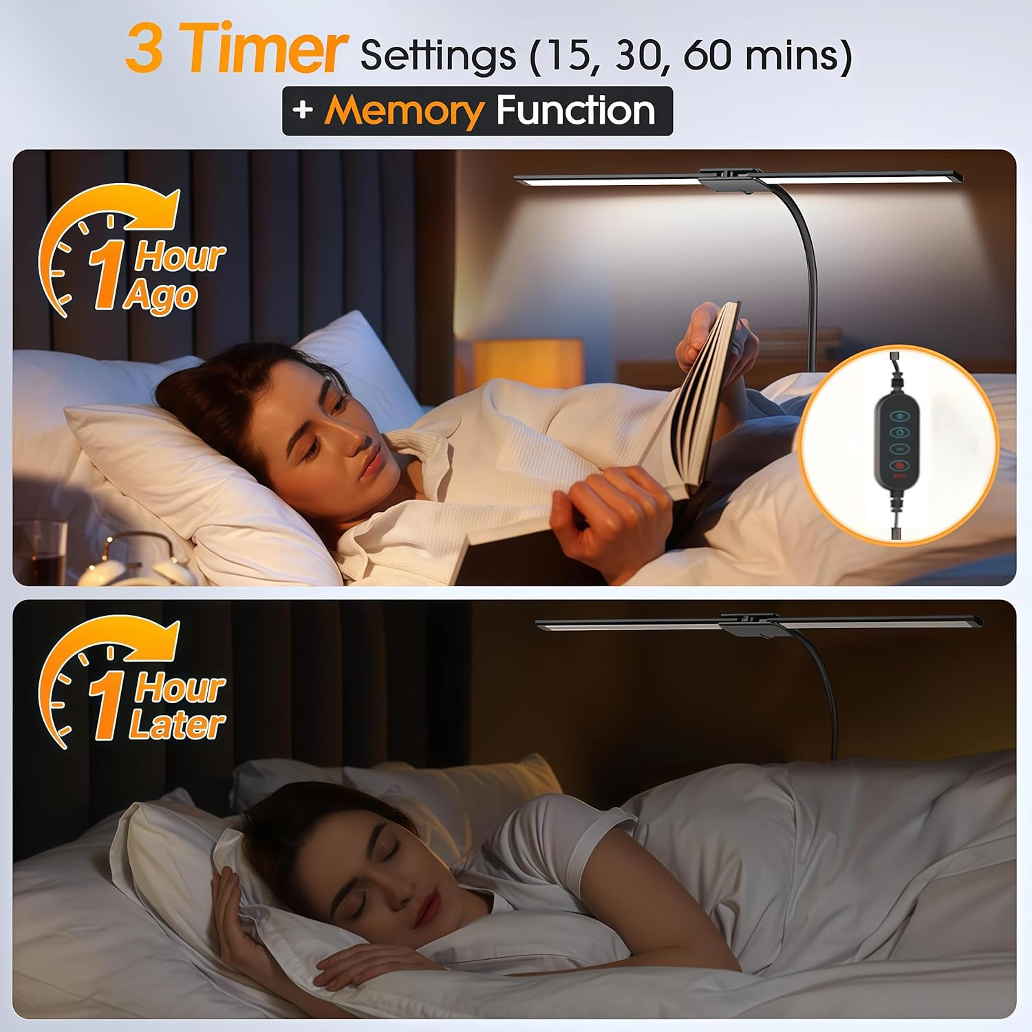 LED Desk Lamp with Clamp, Double Head Architect Desk Lamp for Home Office, Eye-Caring Desk Light with 360&deg; Adjustable Gooseneck, 50 Lighting Modes & Timer Function for Studying Working Drawing image number 2