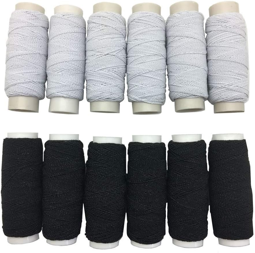 FQTANJU round Shirring Elastic Craft Cord（6 Black+6 White） - Style4 image number 2