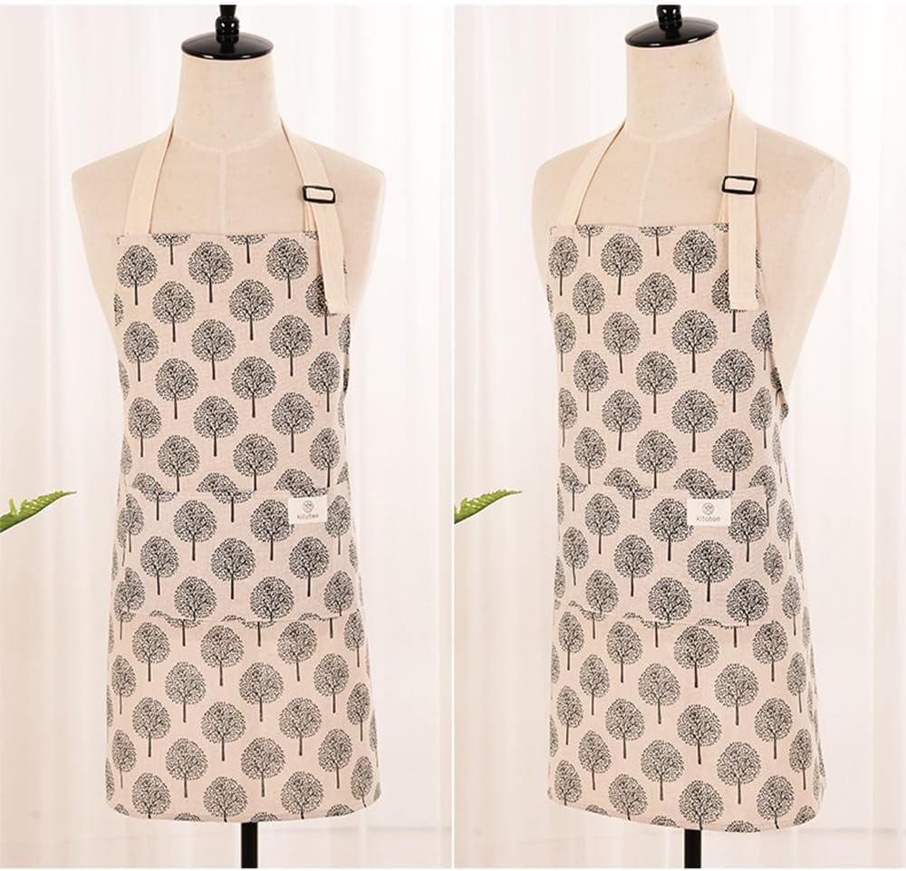 2 Pack Kitchen Cooking Aprons, Adjustable Bib Soft Chef Apron with 2 Pockets for Men Women image number 4