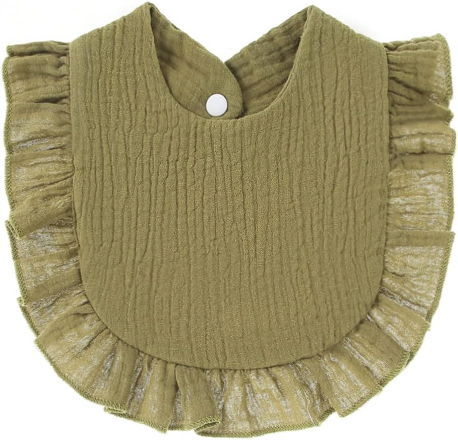 4 PACK Solid Muslin Baby Drool Bibs Set for Unisex Boys Girls Cotton Adjustable Teething Feeding Drooling Bibs image number 4