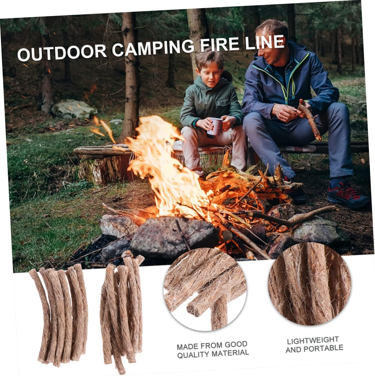 Anneome 60Pcs Outdoor Firelighter Camping Portable Starter Rope Wick Emergency Tool for Barbecues Signal Fires and More image number 2