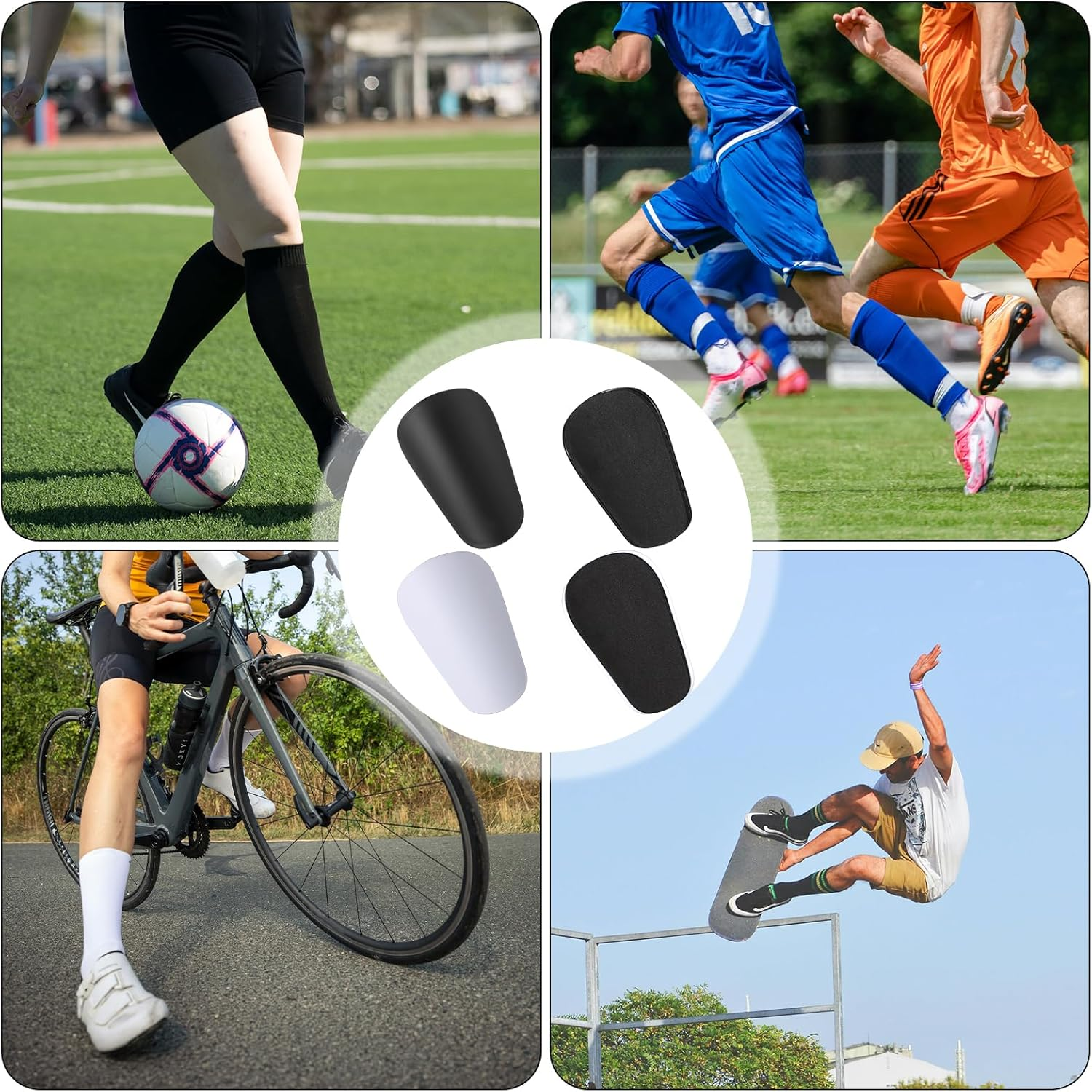 2 Pair Mini Shin Guards Soccer, Miniature Shin Guard Anti-Slip Small Protective Equipment Shin Guards Professional Football Shin Pads for Men Women Youth Kids(Black, Blue) image number 1