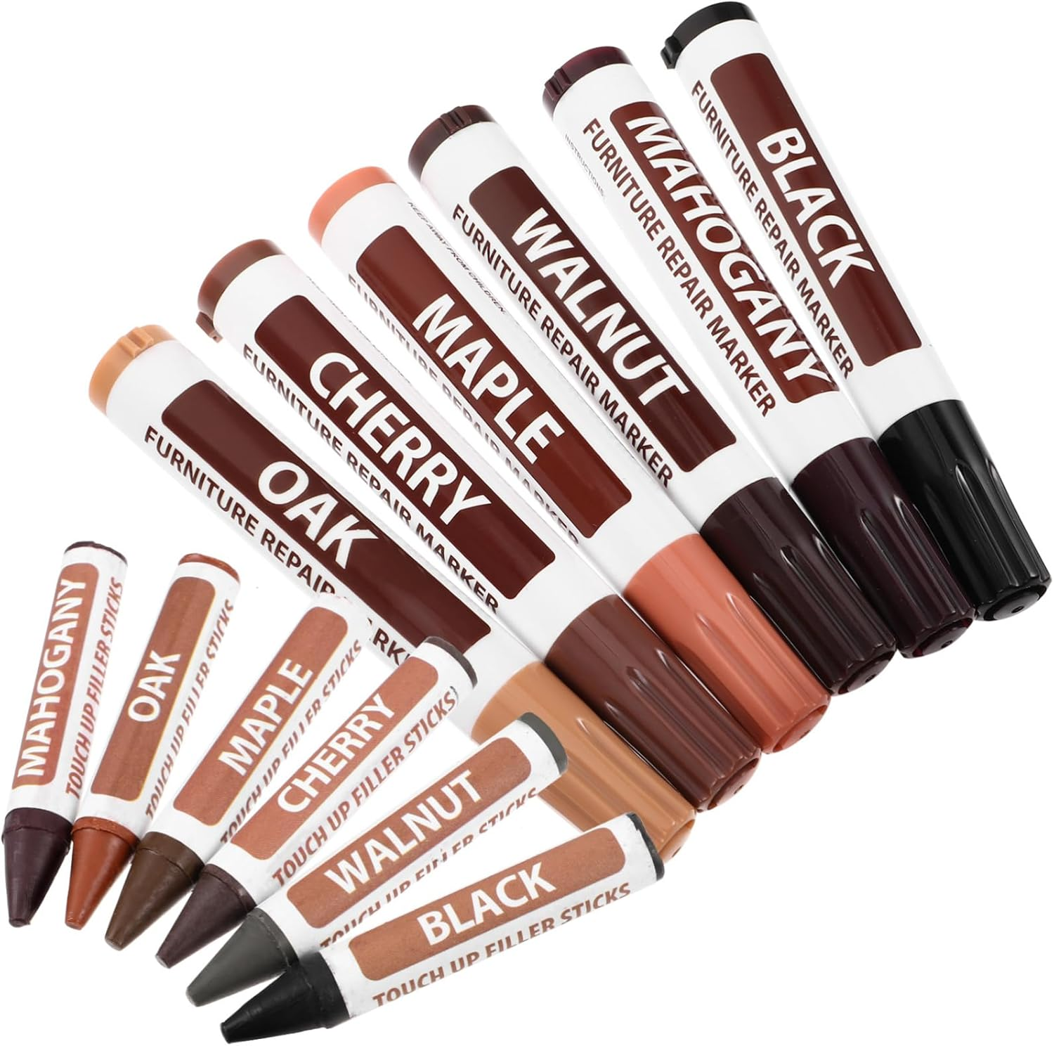Furniture Touch-Up Marker Pen Wood Floor Repair Kit for Wooden Furniture Scratch and Floor Surface Restoration, 6 6 Set Multi-Color Repair Paint Pens for Home Door and Cabinet Maintenance image number 2