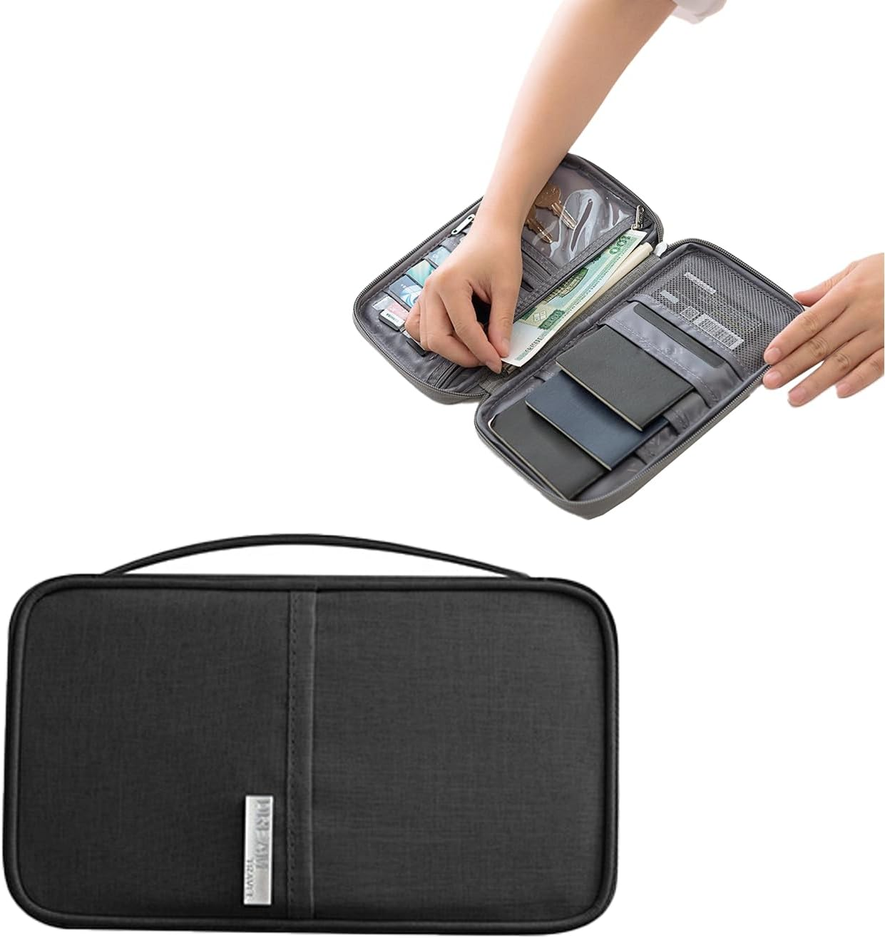 Travel Passport Wallet Family Passport Holder with RFID Blocking and Waterproof Features - Document Organizer for Men and Women, Compact and Stylish, Black image number 5