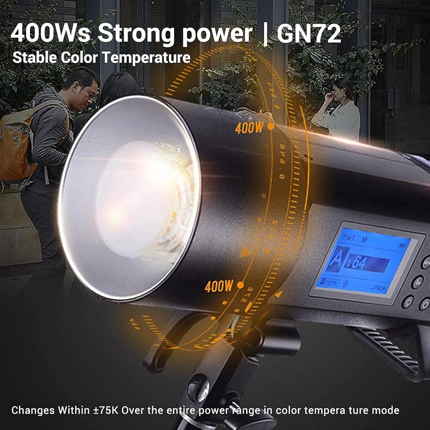 Godox Ad400Pro AD400 Pro Studio Flash 400W TTL 1/8000S HSS 2.4G Wireless Strobe Light with High Performance Li-Ion Battery 390 Full Power Recycling Time, 0.01-1S 30W LED Modeling Lamp image number 3