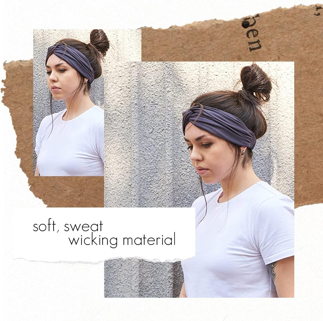 CHARM Womens Twist Turban Headband - Fashion Head Wrap Hairband Knot Hair Scarf Black image number 6