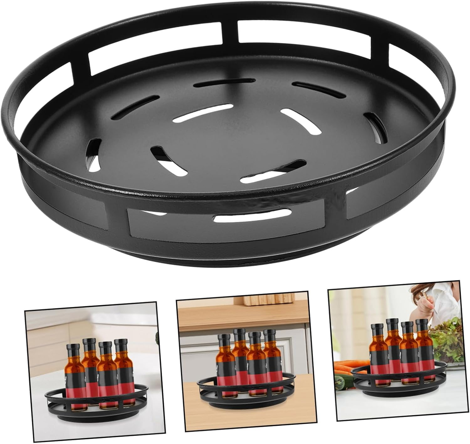 SHOWERORO Turntable Organizer Spice Rack Storage Container for Kitchen and Bathroom Rotating Skincare Holder Non-Slip Tray for Easy Access Large Capacity for Jars and Toiletries image number 2