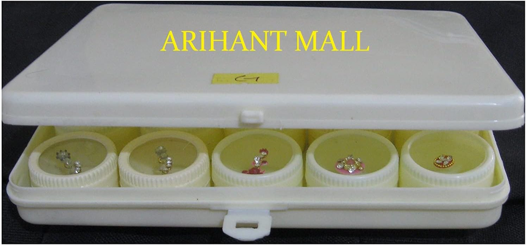 ATCUSA Multicolored Long Crystal Bindi Forehead Tika - Pack of 12 Bindis with Extra Stones image number 1