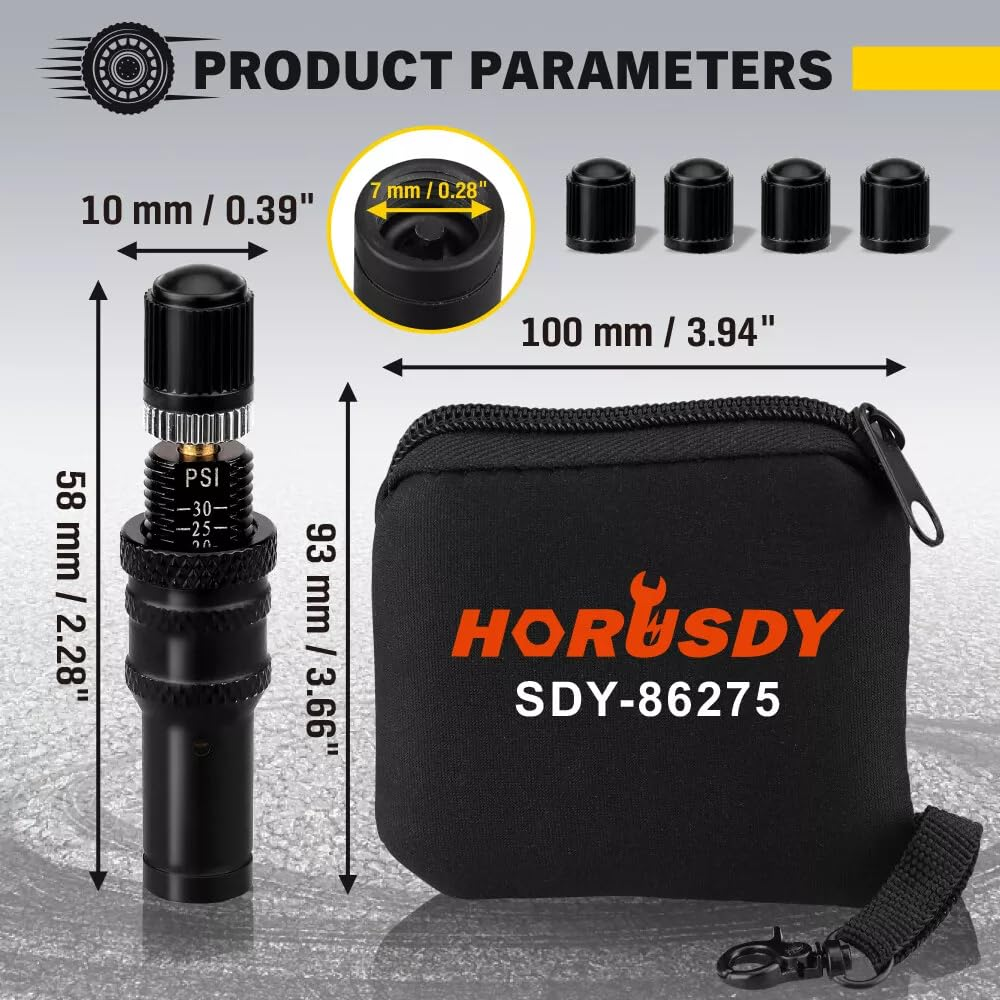 HORUSDY Automatic Tire Deflator Kit 10-30 PSI, Offroad Tyre Pressure Regulator with Storage Pouch, Precise Measurement, for Trucks, Rvs, Utvs, Schrader Tires image number 2