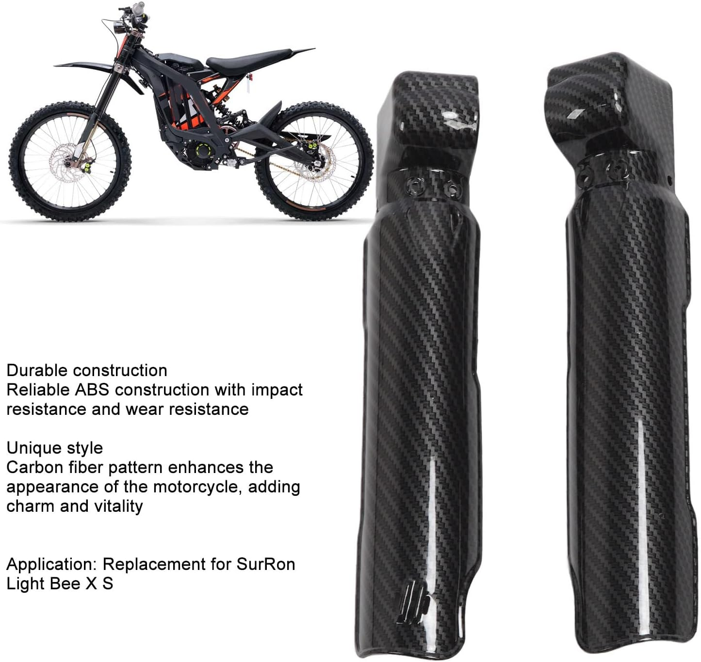 2PCS Shock Absorber Guard, Carbon Fiber Motocycle Fork Guard Protector, Front Fork Covers Replacement for Surron Light Bee X S image number 3