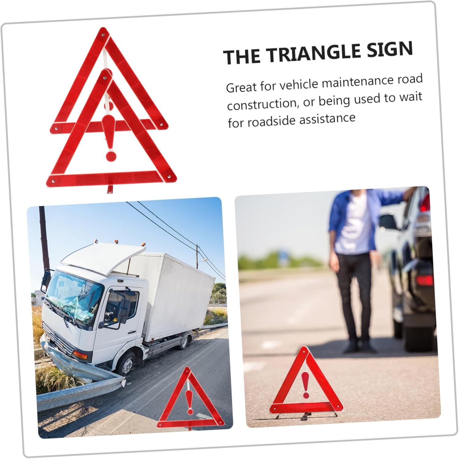 2Pcs Car Warning Triangle Folding Safety Tripod Kit Wind Resistant Roadside Warning Signs Easy Storage Sturdy Practical Vehicle Emergency Safety Tool image number 3