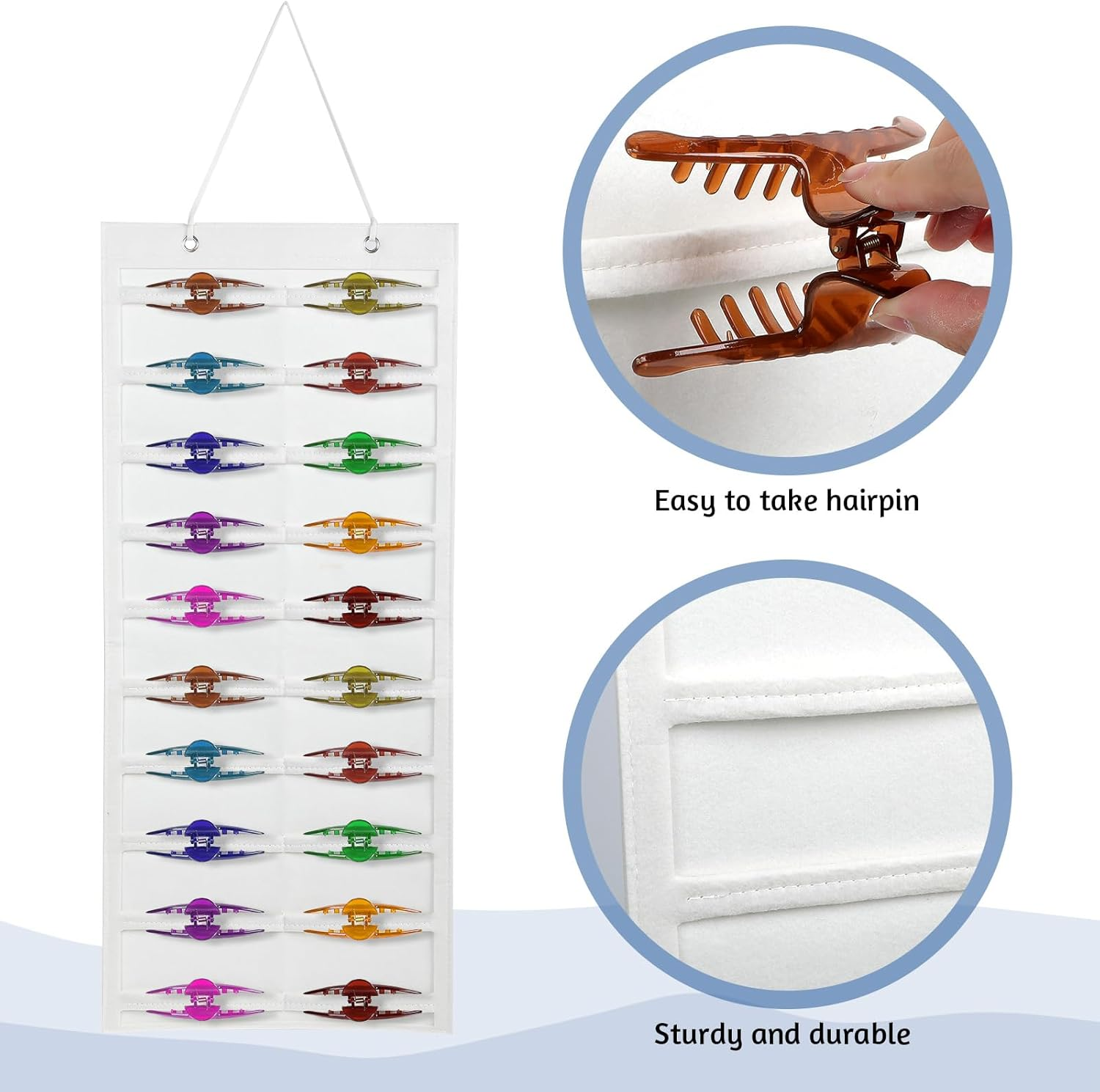 Claw Clip Organizer, Hanging Hair Clip Organizer, Large Hair Clip Holder Wall Hanging, Hanging Claw Clips Storage for Women Girls, Hair Clips Organizer Big Claw Clip Display Stand Holder (White) image number 3