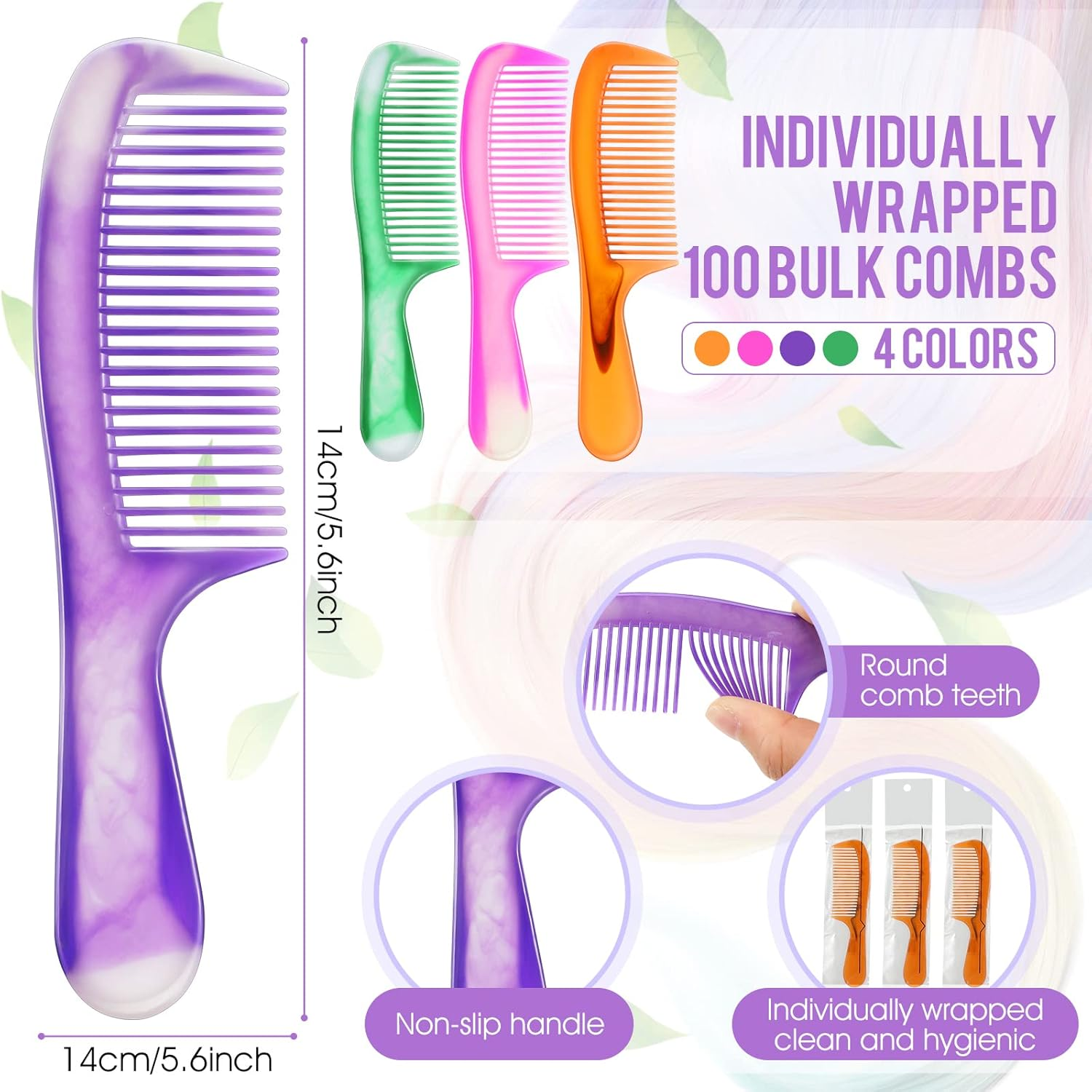 Nuogo 100 Pcs Individually Wrapped Hair Combs Disposable Hair Combs Bulk for Hotel Shelter Homeless Nursing Home Charity Church Gifts(Classic Style) image number 5