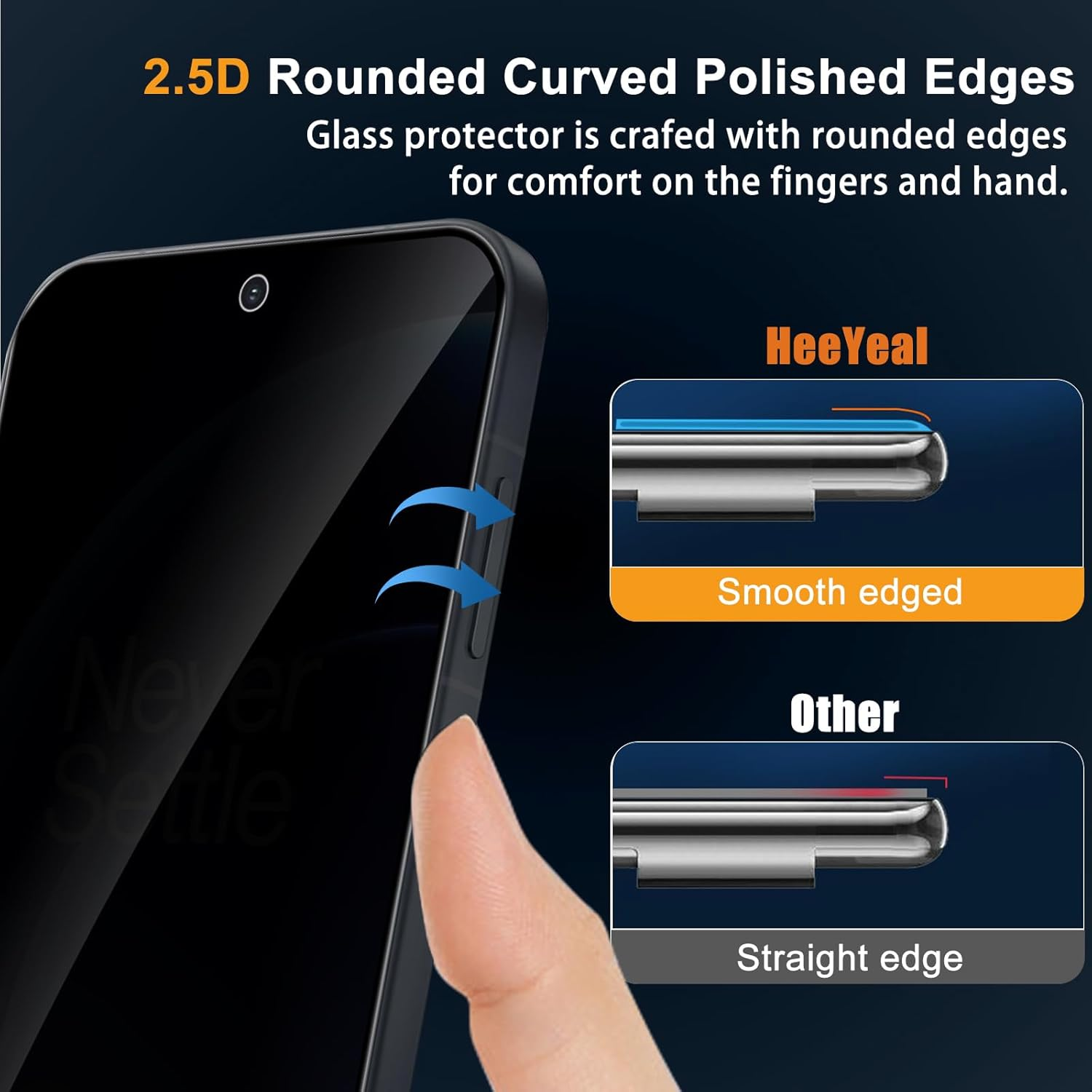 Heeyeal Privacy Screen Protector + Camera Protection Compatible with Oneplus 15 5G, Tempered Glass Anti-Spy Film, [2 + 2 Pieces] 9H Hardness Anti-Spy Privacy Screen Protector for Oneplus 15 5G image number 2