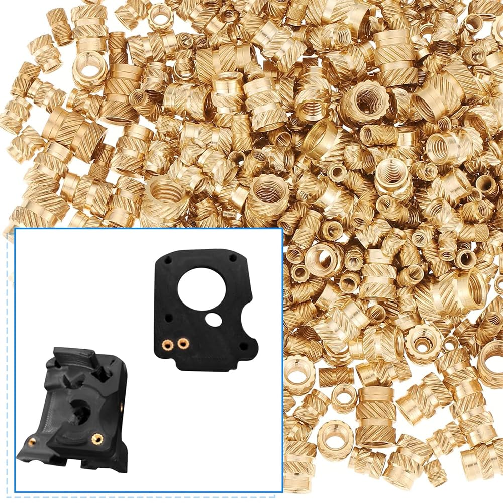 300Pcs M2 M3 M4 M5 M6 Female Thread Knurled Nuts Brass Threaded Insert Embedment Nuts Hydraulic Welded Joint Injection Molding Assortment Kit Perfect for Fastening Fixing Injection Molding image number 2