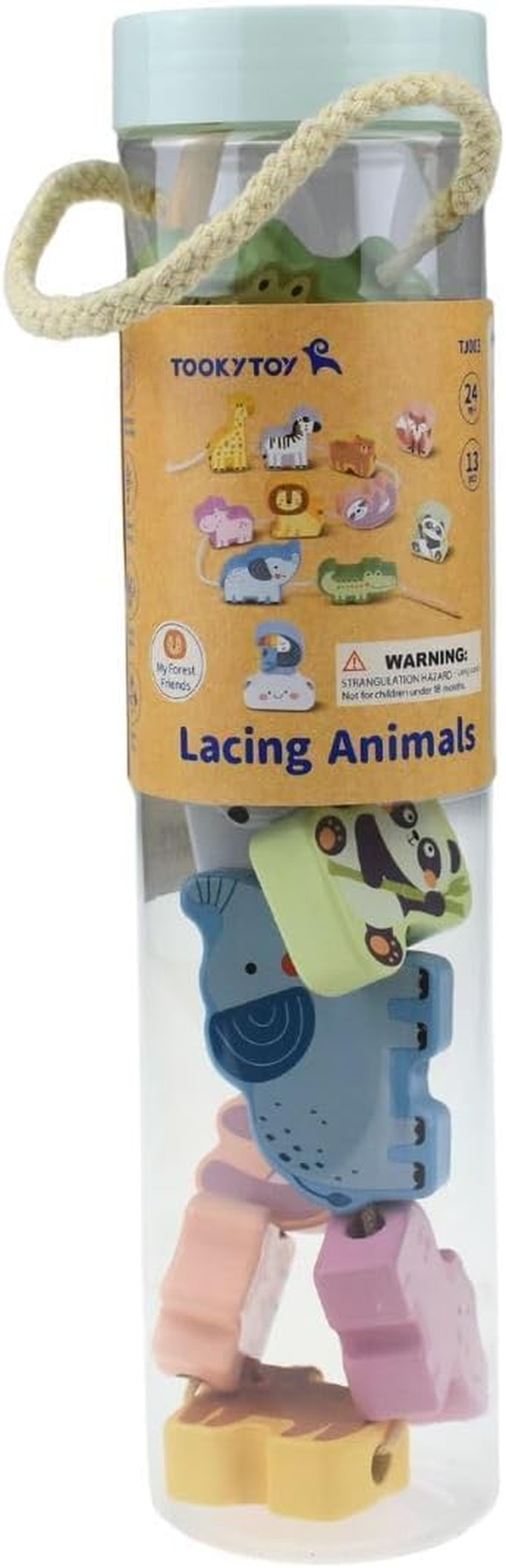 Tooky Toy TJ003 My Forest Friends Lacing Blocks - Wild Animals: Lacing Animals Motor Skills for Kids