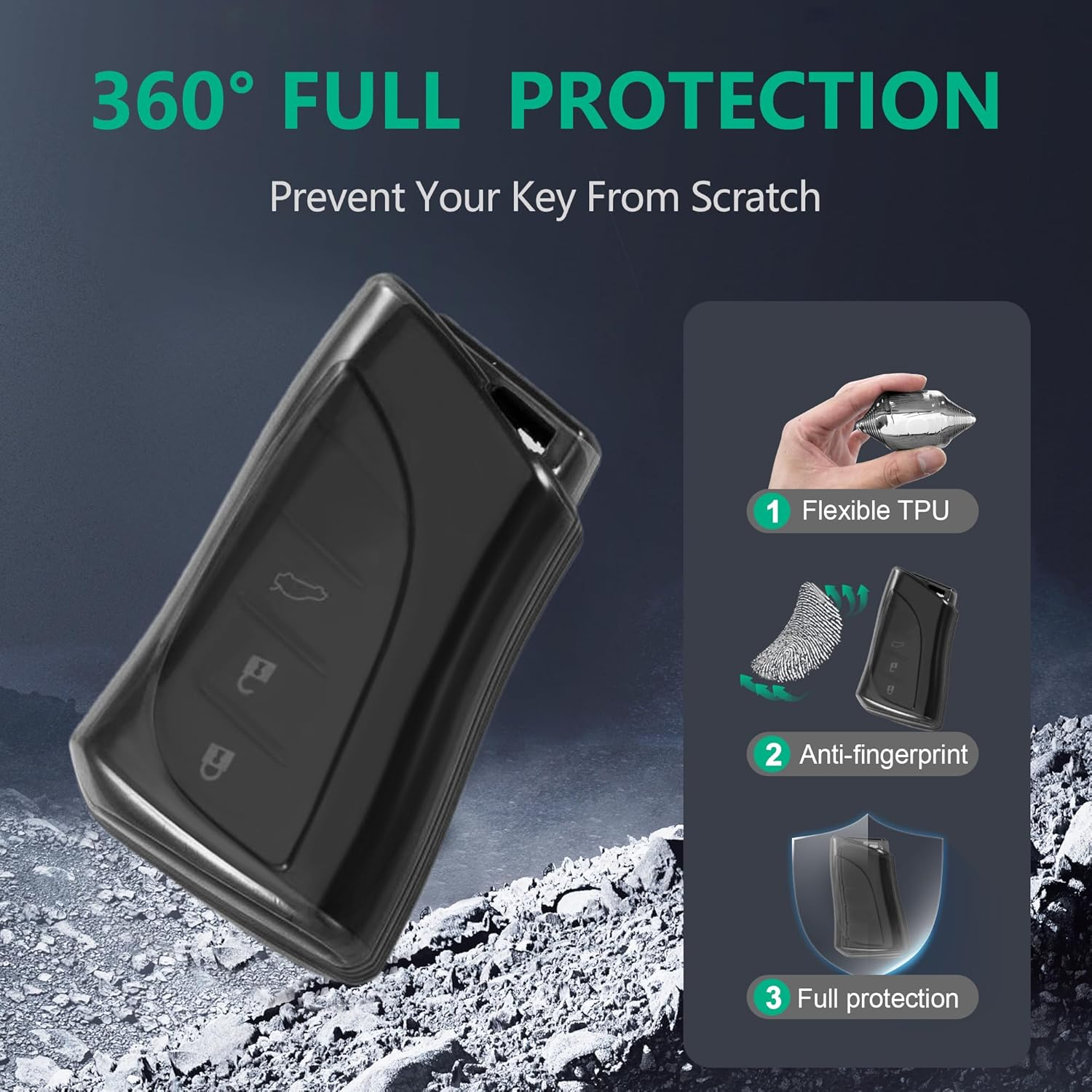 For Lexus Key Fob Cover TPU Car Key Fob Case Fit for Lexus GX ES NX LC RC LS UX 4 Buttons Car Remote Key Case Shell Protector(Black) image number 6