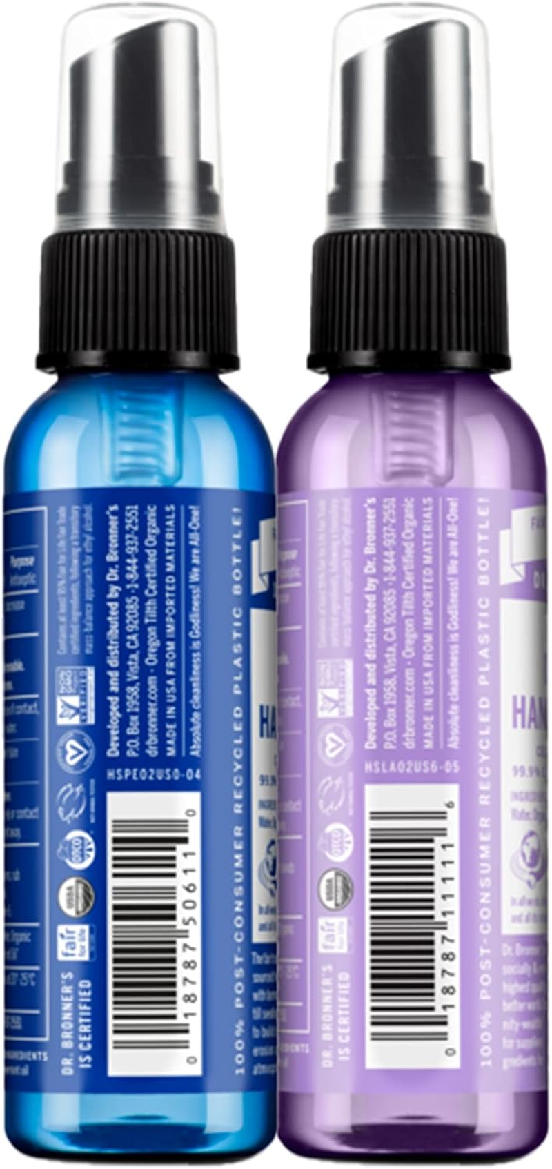 Dr. Bronner&rsquo;S - Organic Hand Sanitiser Spray (6-Pack) - Moisturising Travel Pack Sanitiser - Lavender & Peppermint - 6 X 59Ml image number 3