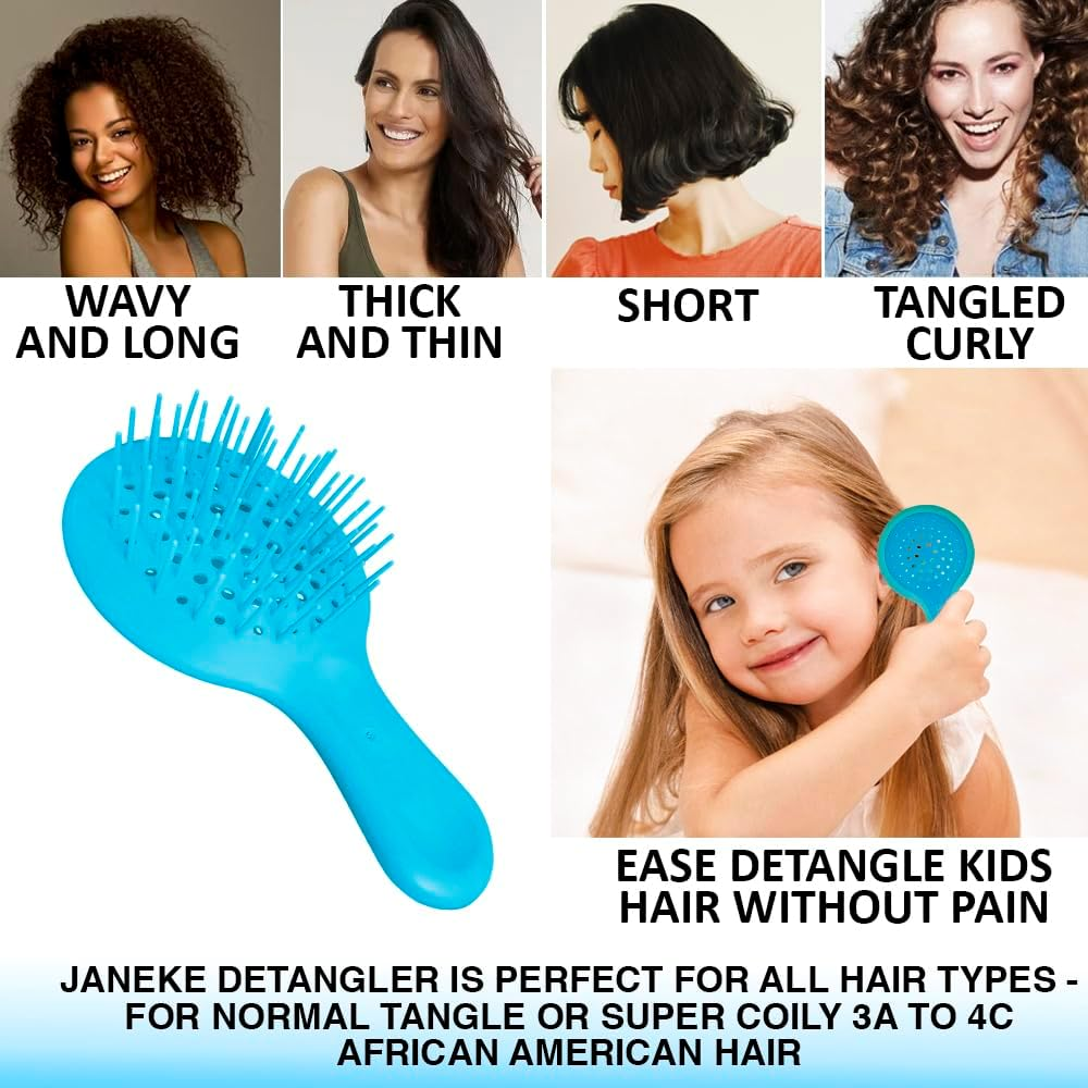 Janeke Mini Superbrush &ndash; Kids Hair Brush & Small Hair Brush for Detangling &ndash; Gentle Anti-Static Bristles &ndash; Vented Brush for Wet or Dry Hair &ndash; Great for Curly, Thick, Fine, and Wavy Hair (Mini Blue) - Fuchsia image number 6
