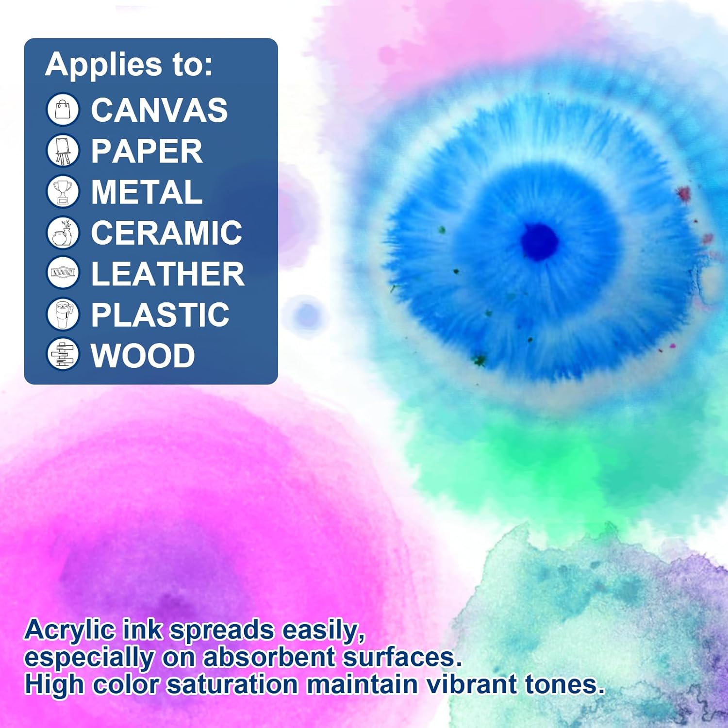 Roizefar Acrylic Paint Ink, 16 X 20Ml (0.68 Fl.Oz), Drawing Ink Set, Liquid Acrylic Paint with 2 Brushes and 1 Palette for Drawing, Ideal for Pouring Art, Mixed Media Projects image number 1