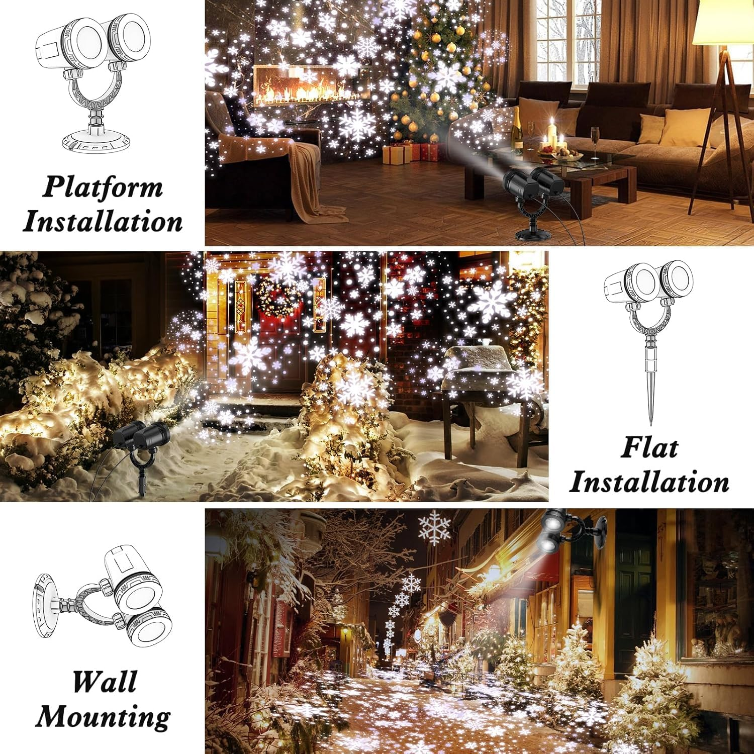 Christmas Double Head Snowflake Projection Lights, Outdoor LED Christmas Lights IP65 Waterproof,Rotating Snow Lamp Brighter LED Landscape for Xmas Holiday Party Decoration image number 3