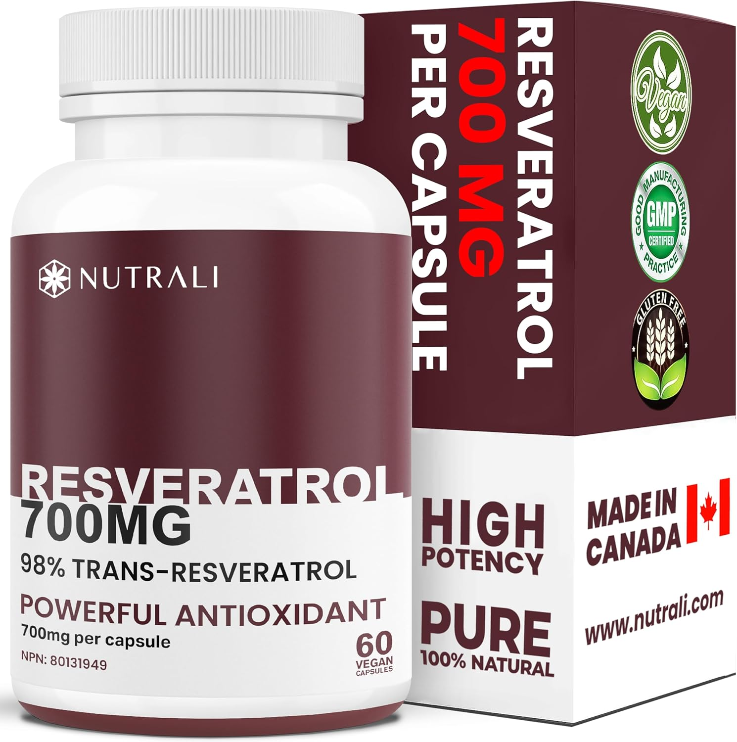 New HIGHEST POTENCY 700Mg RESVERATROL Capsules, 98% Pure Trans-Resveratrol Supplement, Powerful Antioxidant and Anti-Inflammatory Properties. Gut Health, Improved Radiant Skin Supplement for Women and Men, Non-Gmo, Vegan, Gluten Free. 60 Capsules. image number 6