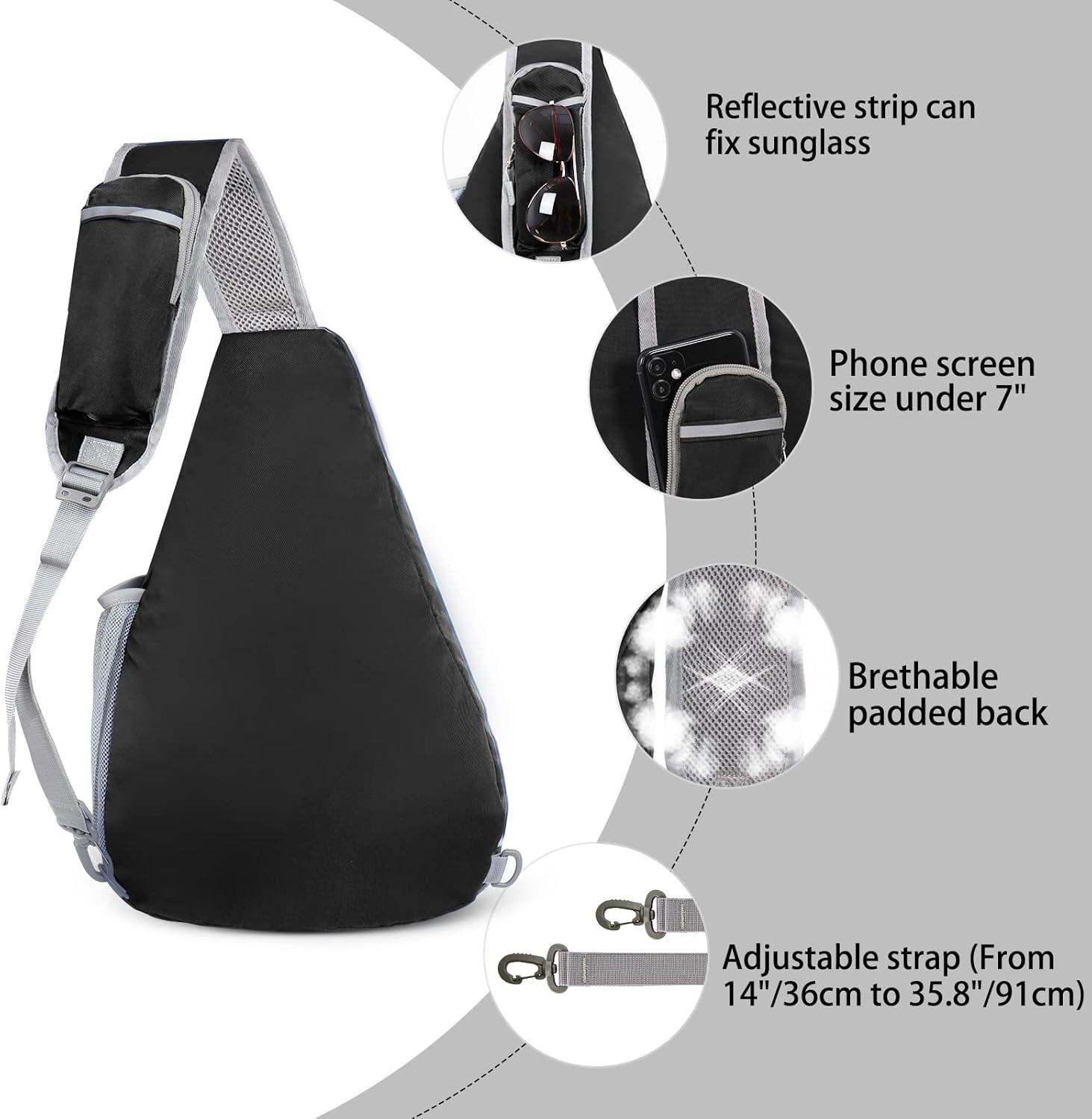 ZOMAKE Sling Bag,Crossbody Backpack - Lightweight Chest Shoulder Bag for Travel Hiking Sport,Waterproof Sling Daypack for Men & Women