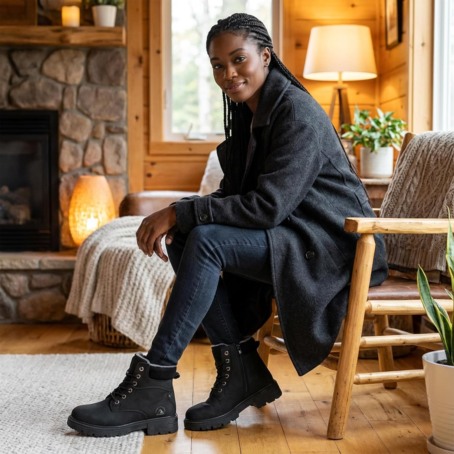 GLAMORA Womens Thermal Lined Lightweight Waterproof Non Slip Sole Side Zipper Comfort Everyday Work Cold Weather Walking Boots image number 4