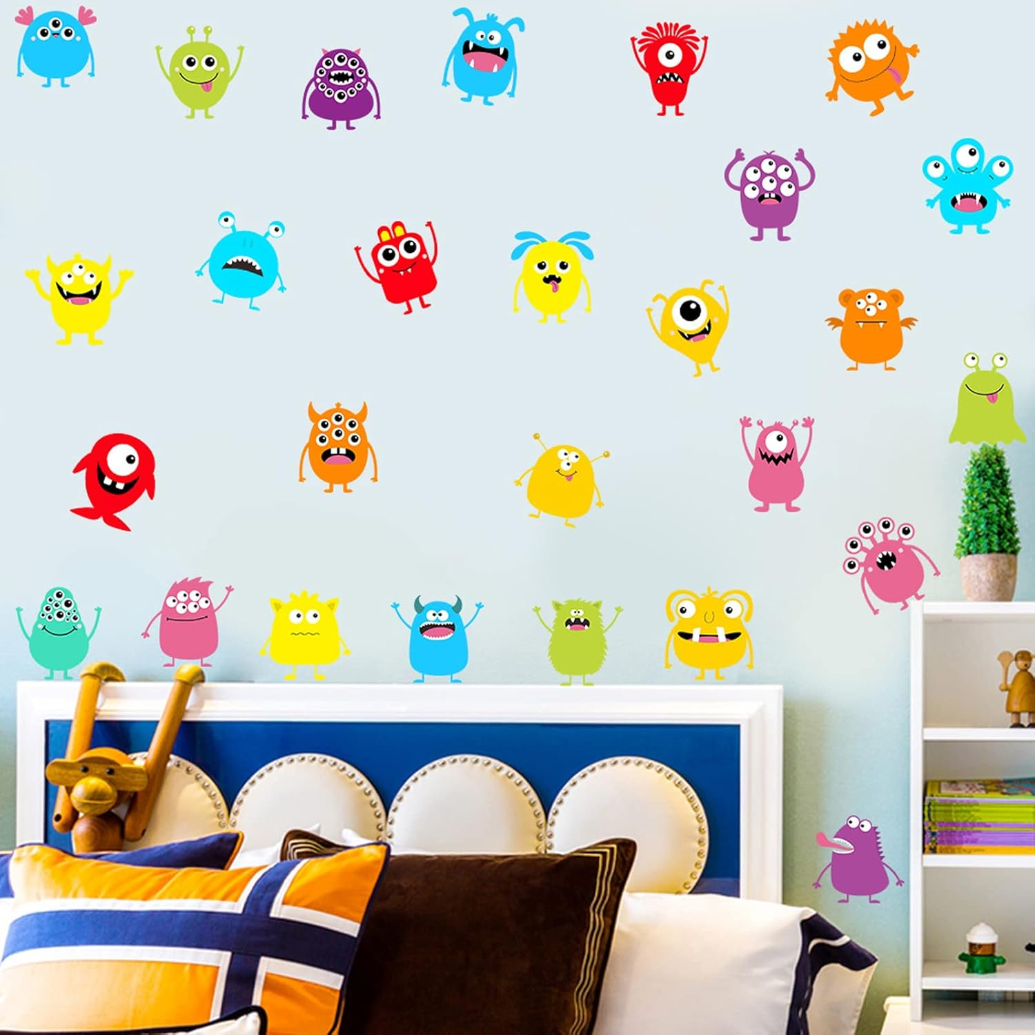 Maydahui Cute Naughty Monster Wall Sticker Big Eye Cartoon Monster Wall Decal (33 * 33 Inch) Art Murals Decor for Halloween Nursery Living Room Kids Bedroom Daycare Center image number 2
