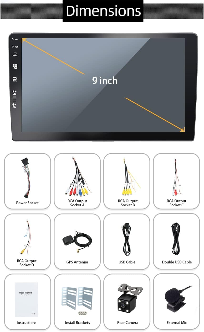 MISONDA 10Inch IPS Touch Screen 6GB+128GB Car Stereo Radio Player Head Unit GPS Naviagtion Android 14 with Wireless Carplay Android Auto DSP SWC Bluetooth5.0 FM AM Camera Mic image number 4