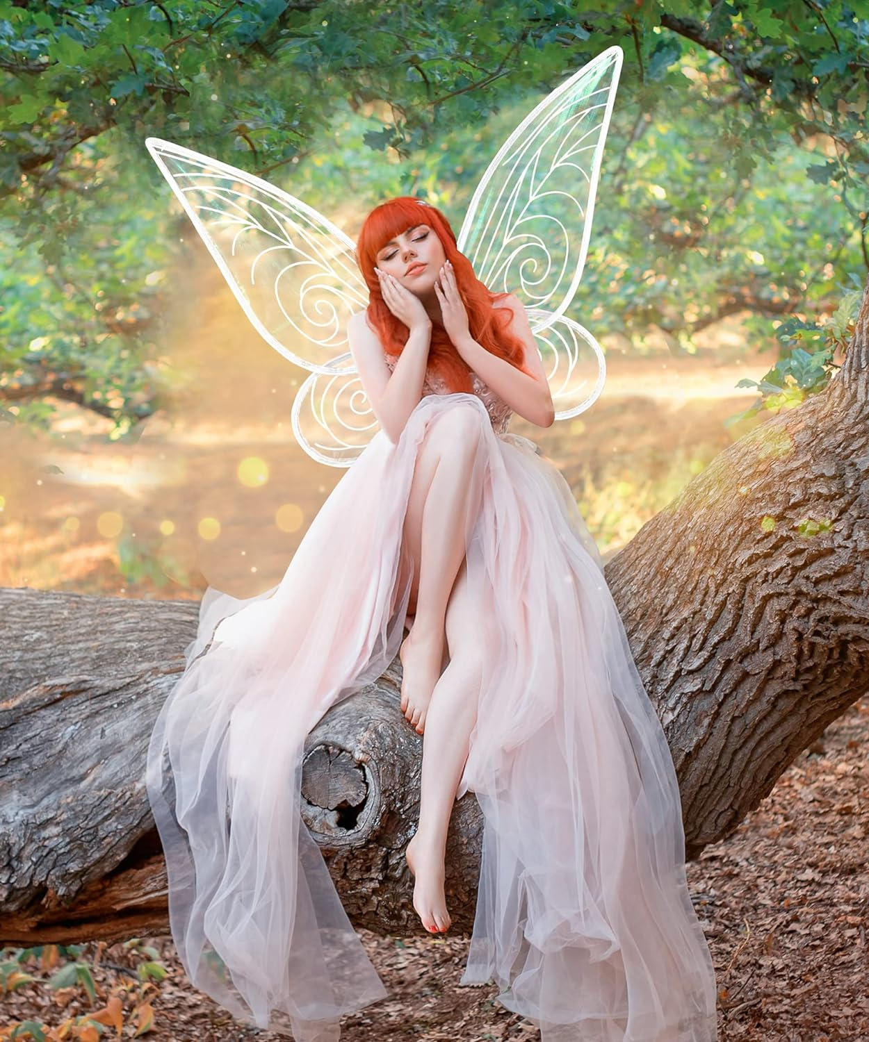 2Pcs Adult Fairy Wings, Sparkling Sheer Butterfly Wings for Adults, Kids, Girls, Women - Birthday Halloween Costume Dress Up