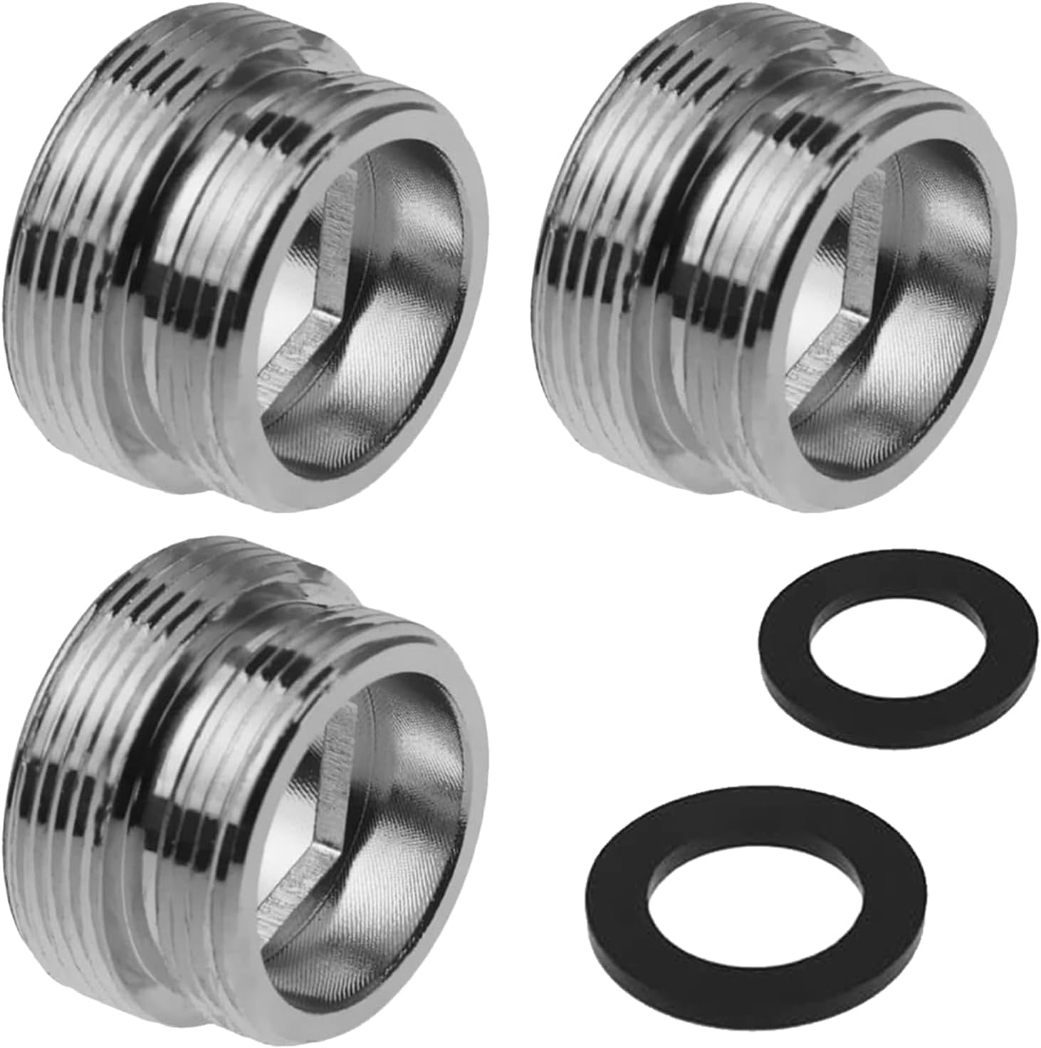 Sinirttou Pack of 3 Tap Adapters, M24 to M22 Male Thread Tap Double Thread Adapter Male Thread with Rubber Seal for Water Filter, Kitchen Sink Aerator Adapter
