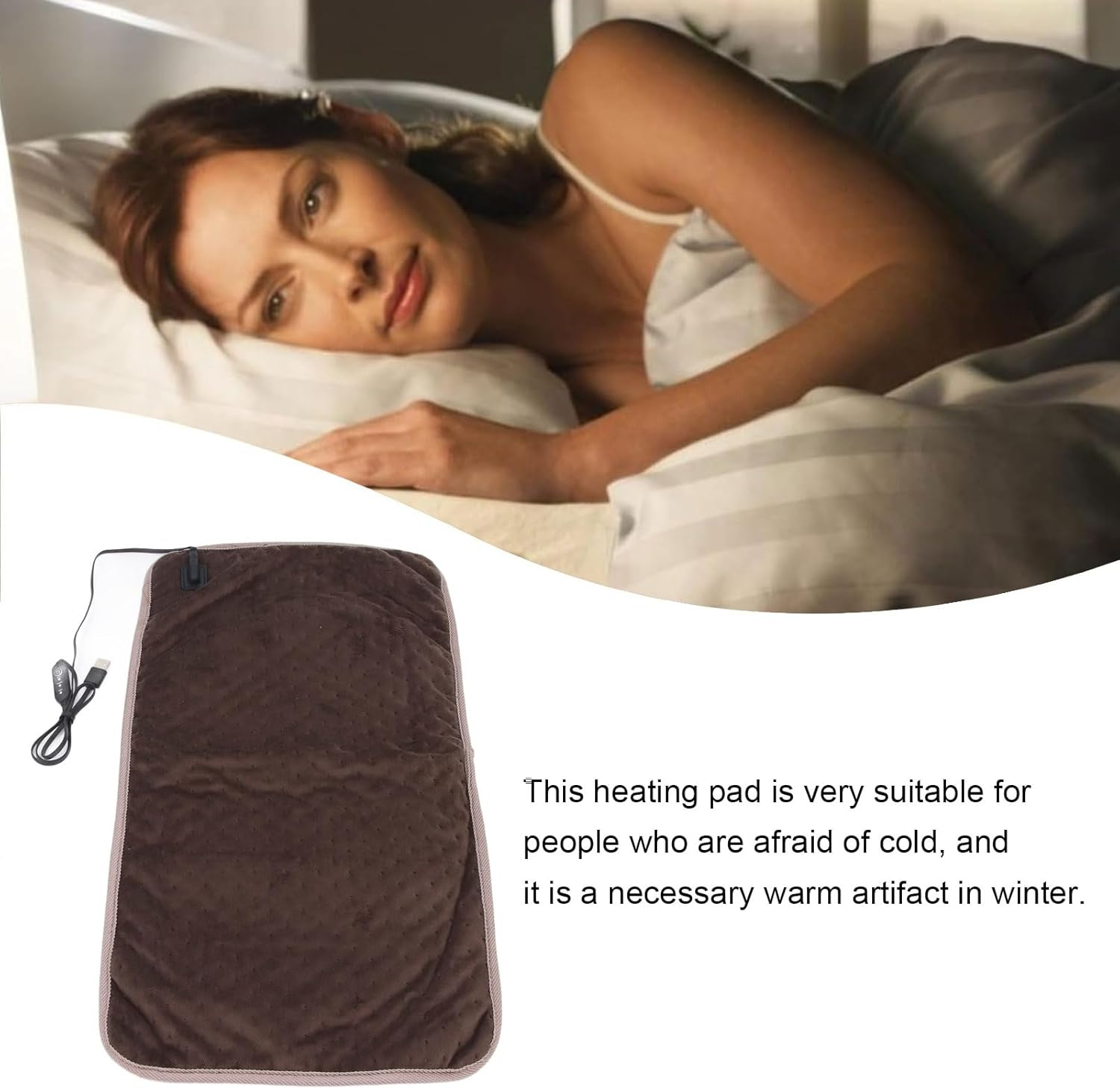 USB Heating Pad, 3 Heat Settings Electric Heated Pad, Portable 5V Electric Heated Blanket Pad for Neck, Back, Shoulders Pain Relief, Gifts for Women, 11.8X23.6Inch image number 5